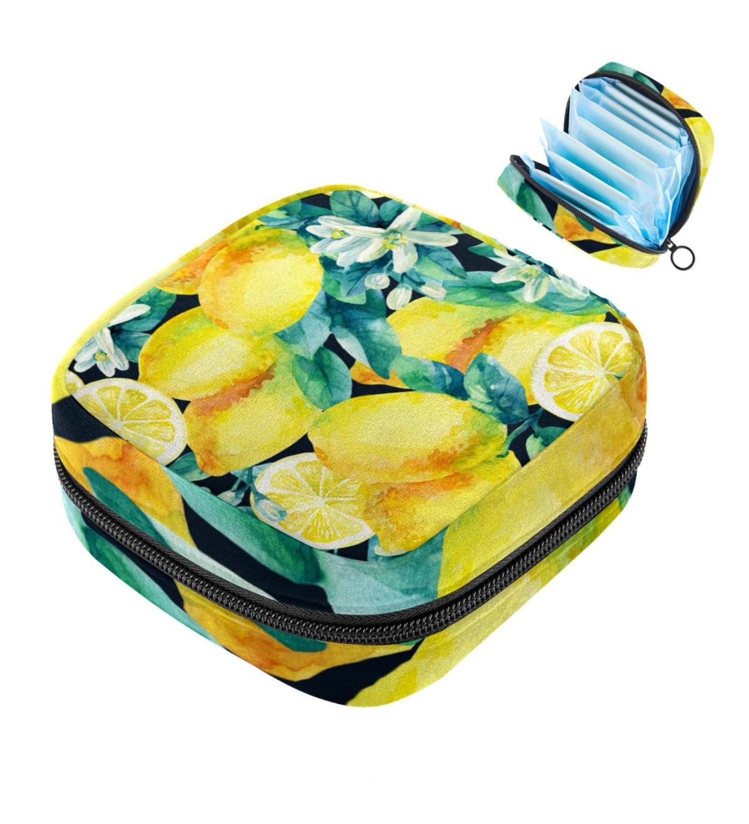 Javenproeqt Women's Bandages Storage Bag Portable Menstrual Pad & Tampon Holder with Watercolor Lemon Patterns Stylish & Functional for School & Office - Buy Online on GoSupps.com