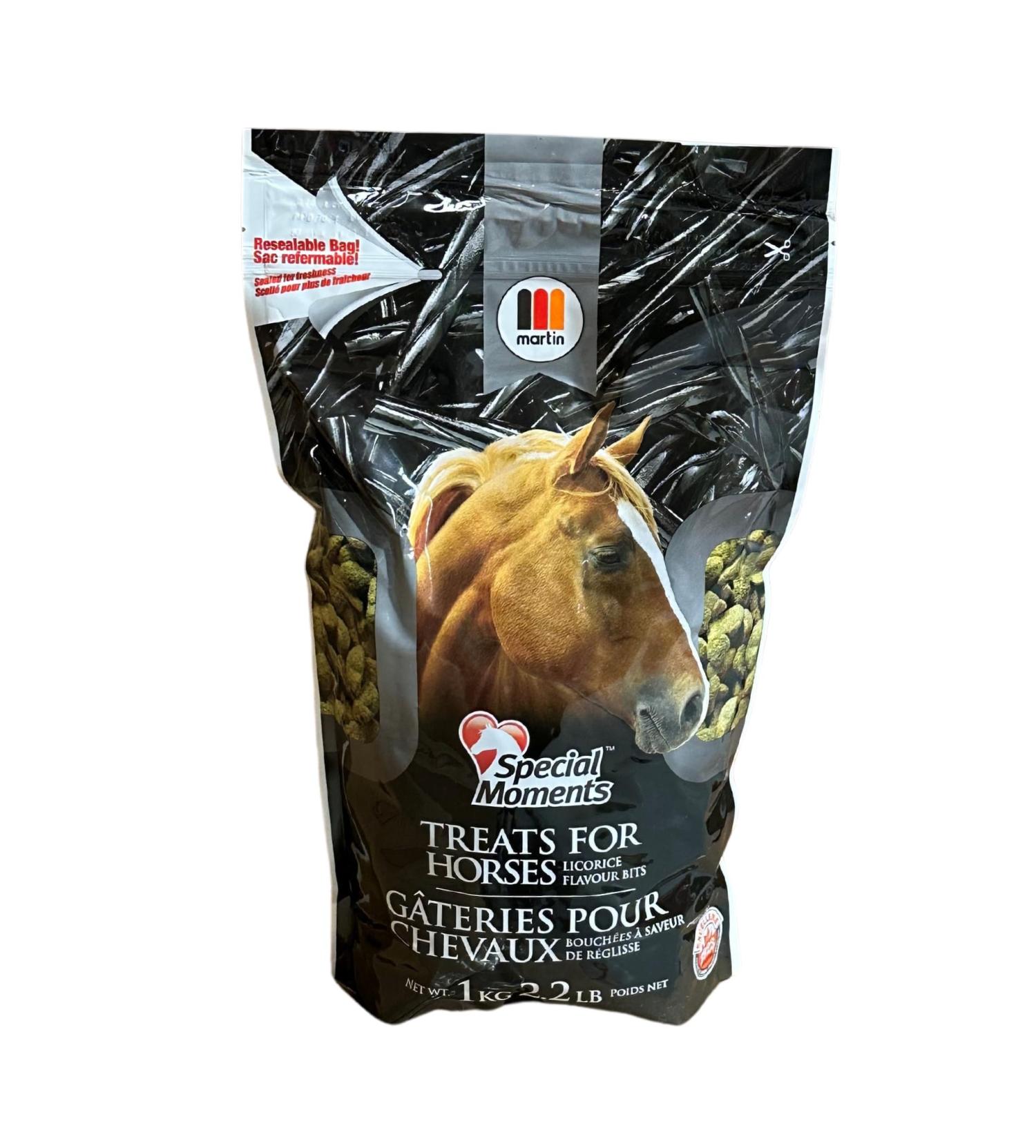 Martin Special Moments Licorice Flavoured Treats for Horses Cube-Shaped 1KG (2.2lb) Resealable Bag Delicious & Nutritious Horse Snacks Made in Canada - Buy Online on GoSupps.com