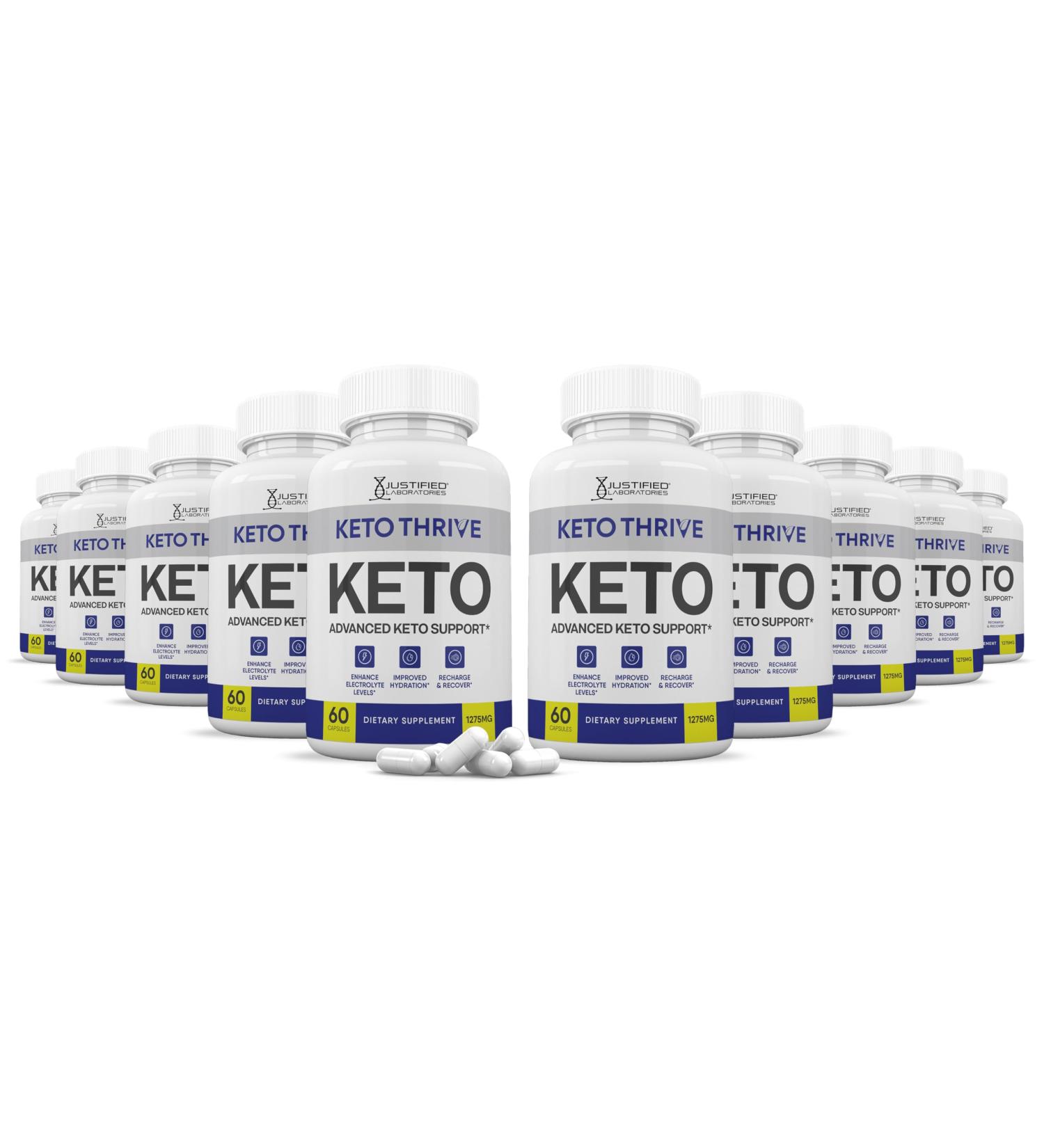 (10 Pack) Keto Thrive Keto ACV Pills 1275MG Keto Support Blend Capsule Alternative to Keto ACV Gummies Formulated with Apple Cider Vinegar Extra Virgin Olive Oil Powder Green Tea Leaf 600 Capsules - Buy Online on GoSupps.com