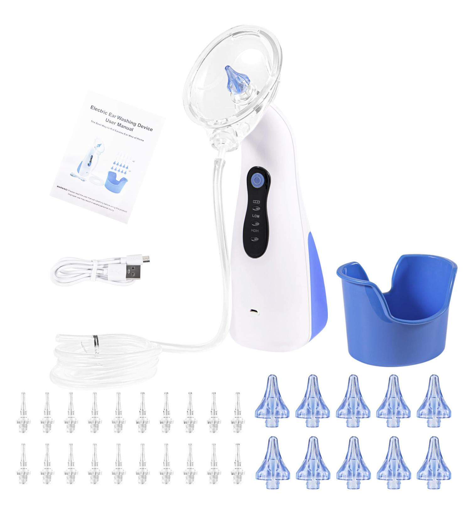 TopQuaFocus Electric Earwax Removal Kit - 2 Pressure Modes for Safe Ear Cleaning | Ear Washer Tool for Kids & Adults - Blue - Buy Online on GoSupps.com