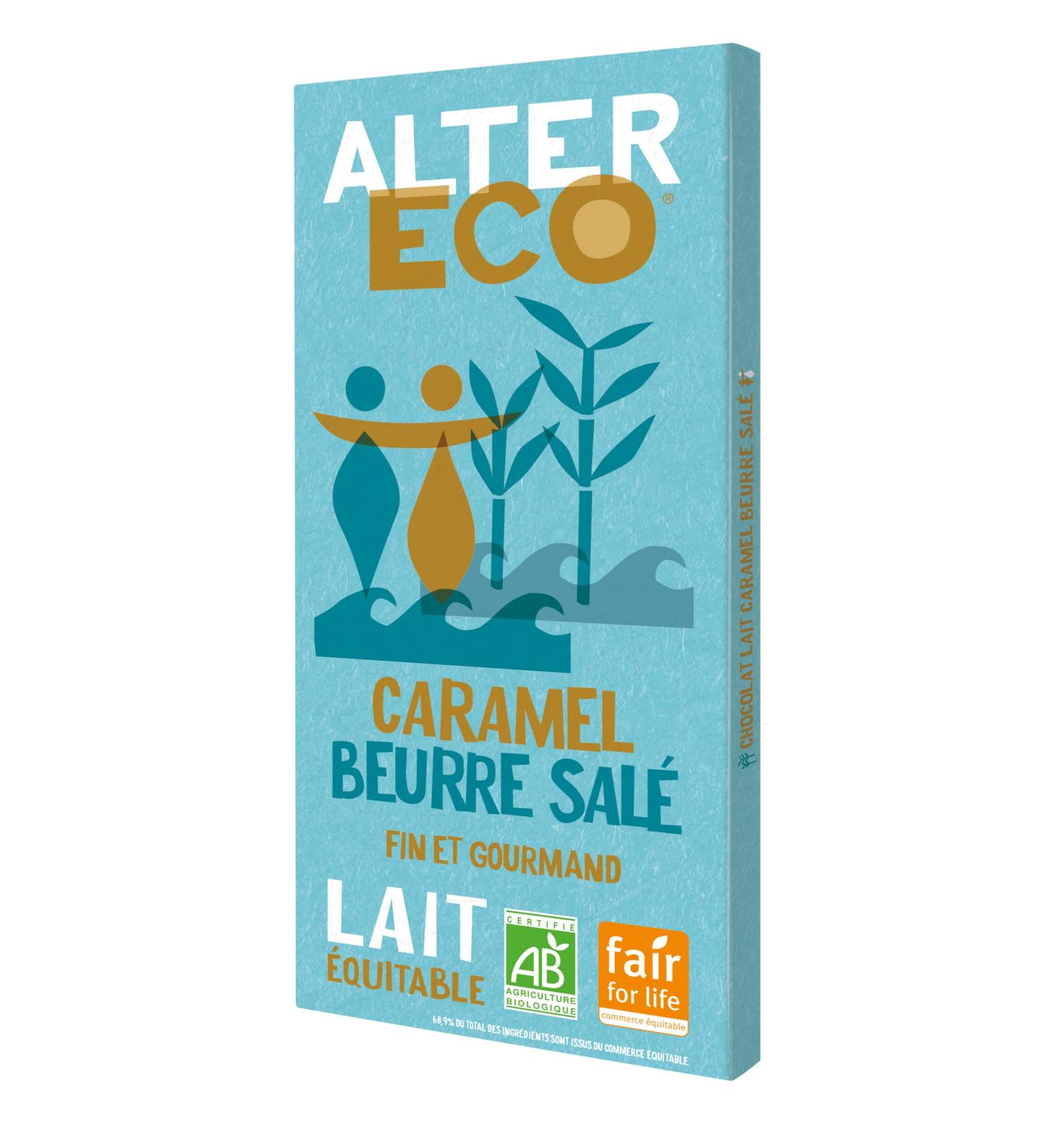 Alter Eco Organic and Fair Trade Salted Butter Caramel Milk Chocolate Bar 100 g