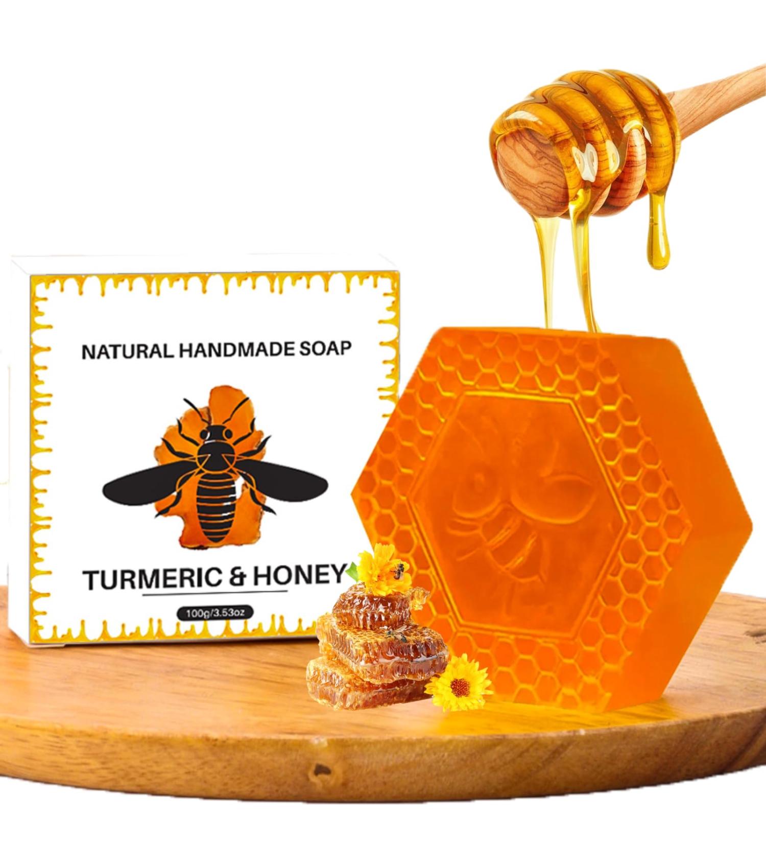 IZBEAUVO Turmeric Honey Soap Bar Soap Bar Natural Soap Moisturising Handmade Soap Bath Soap Natural Soap For Moisturizing Shrinking Pores Cleaning Skin Acne Soap Ginger Extract Soap 100g - Buy Online on GoSupps.com