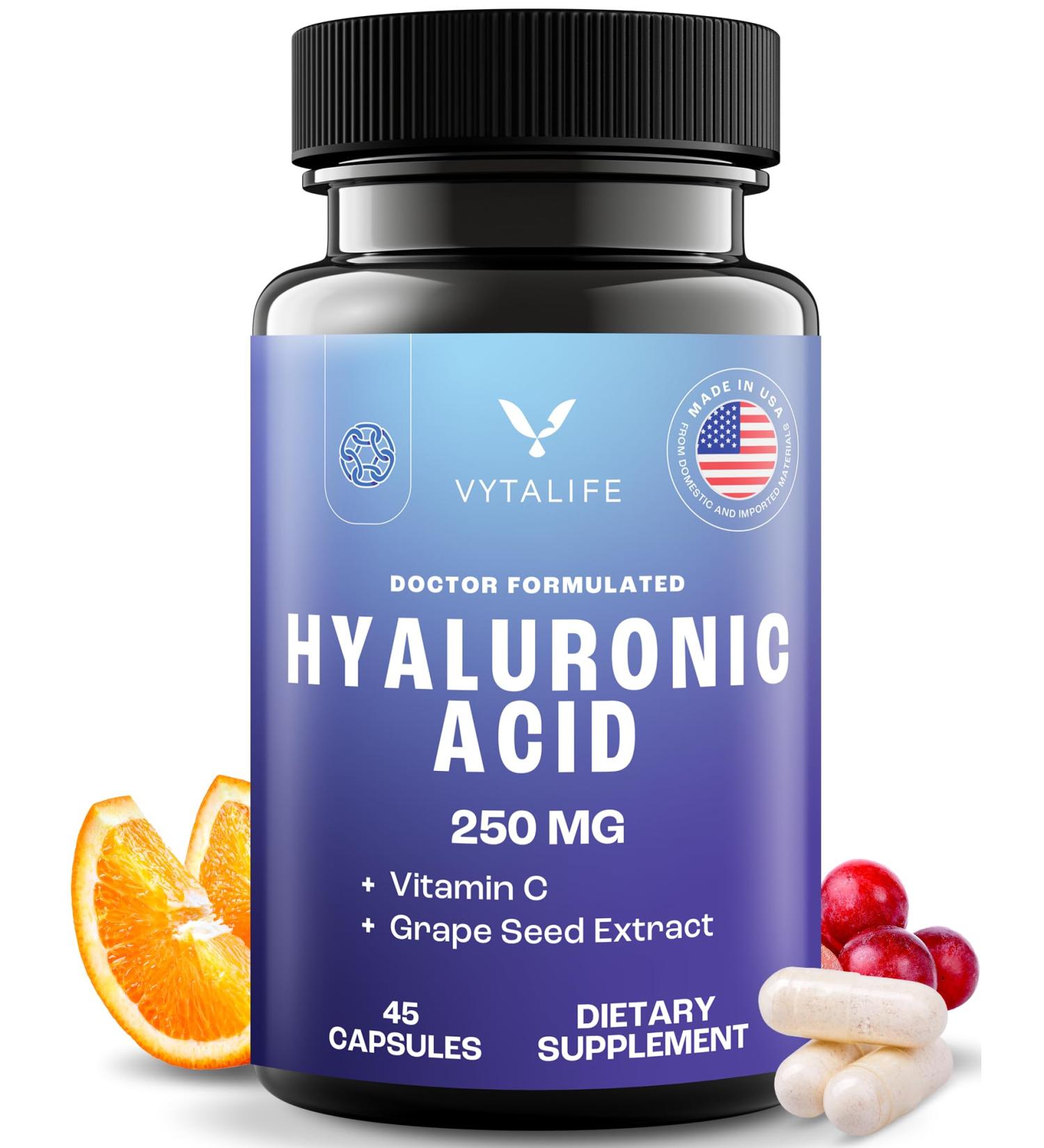 VYTALIFE Hyaluronic Acid Joint Support Supplement - 45 Capsules 250mg | Skin Vitamins | Joint Supplements - Buy Online on GoSupps.com