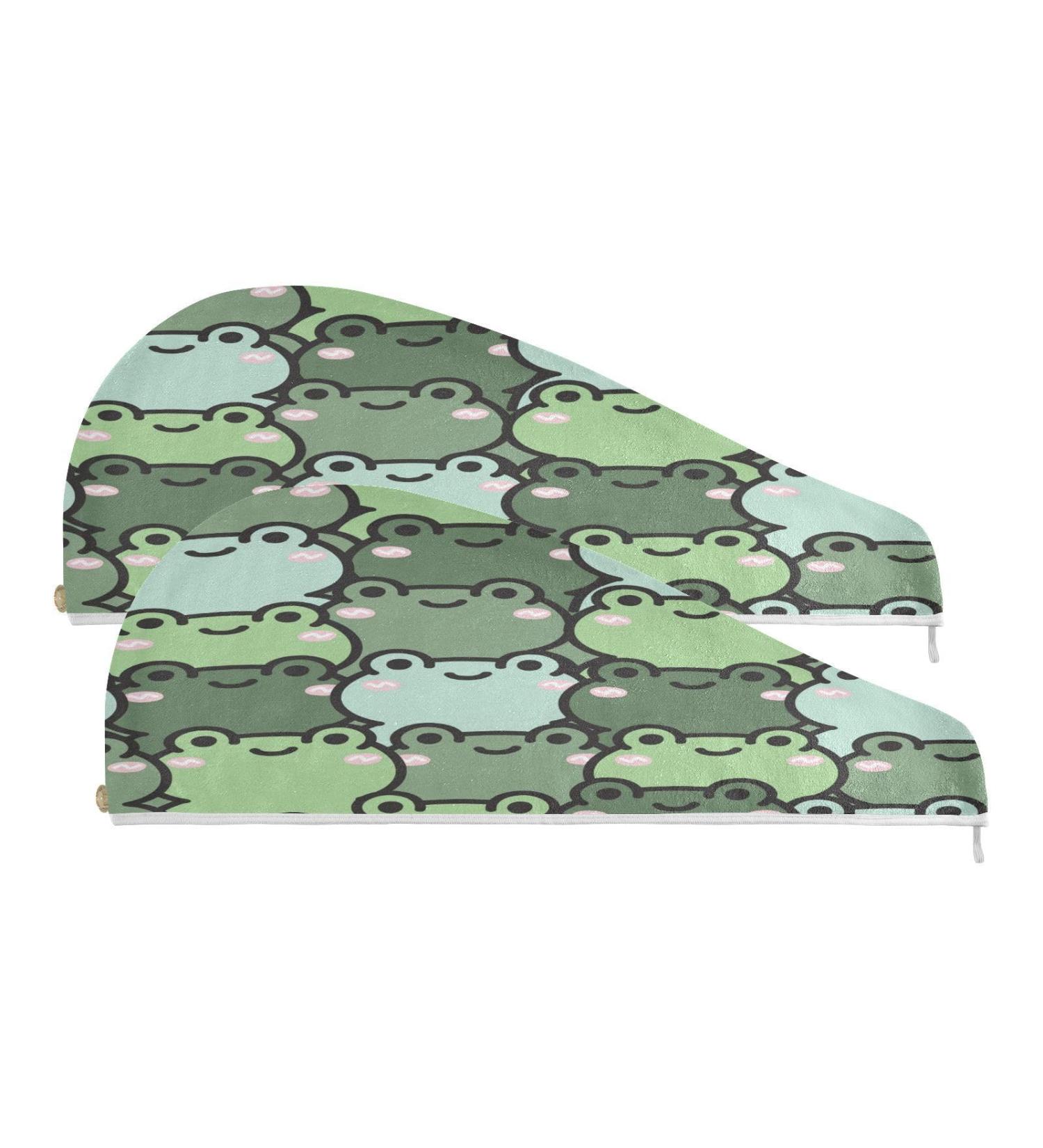 Shop Cute Frog Dry Hair Cap | 2-Piece Quick Drying Towel Set with Button Headband | Super Absorbent & Comfortable - Perfect for International Shipping - Buy Online on GoSupps.com