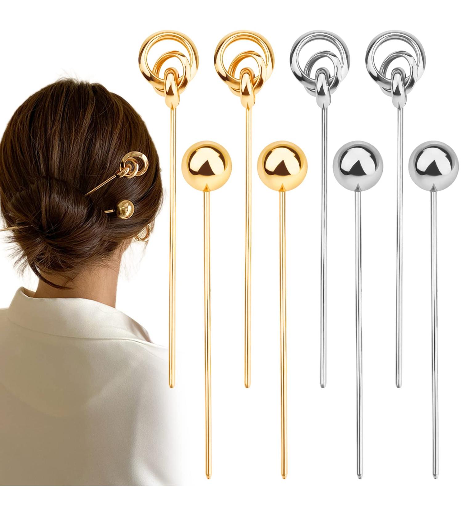 8 Pcs Vintage Metal Hair Sticks - Chinese Hair Jewelry Accessories for Long Hair Women - Buy Online on GoSupps.com