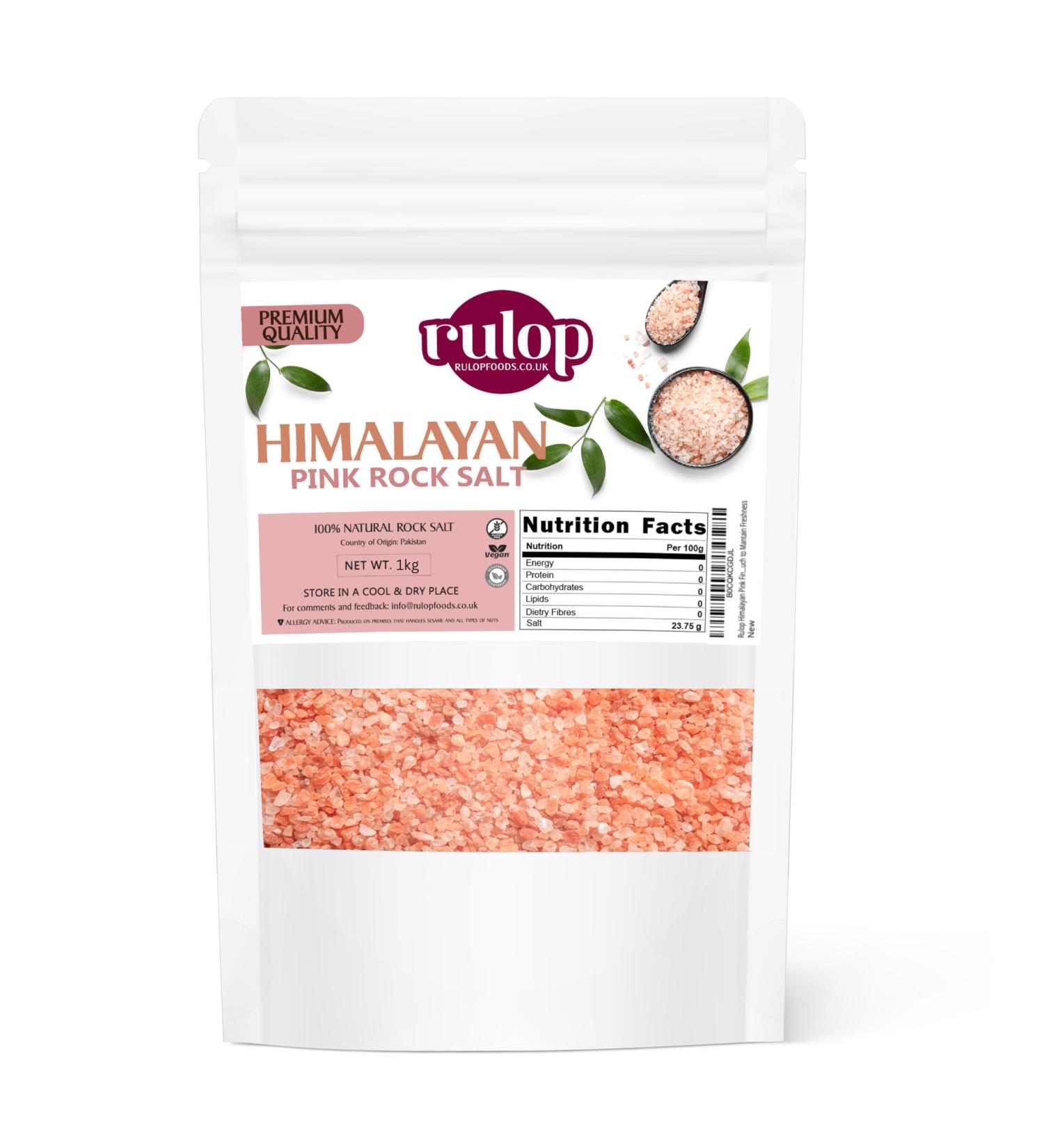 Rulop Himalayan Rose Pink Salt 1Kg (Coarse) Resealable Pouch - Buy Online on GoSupps.com