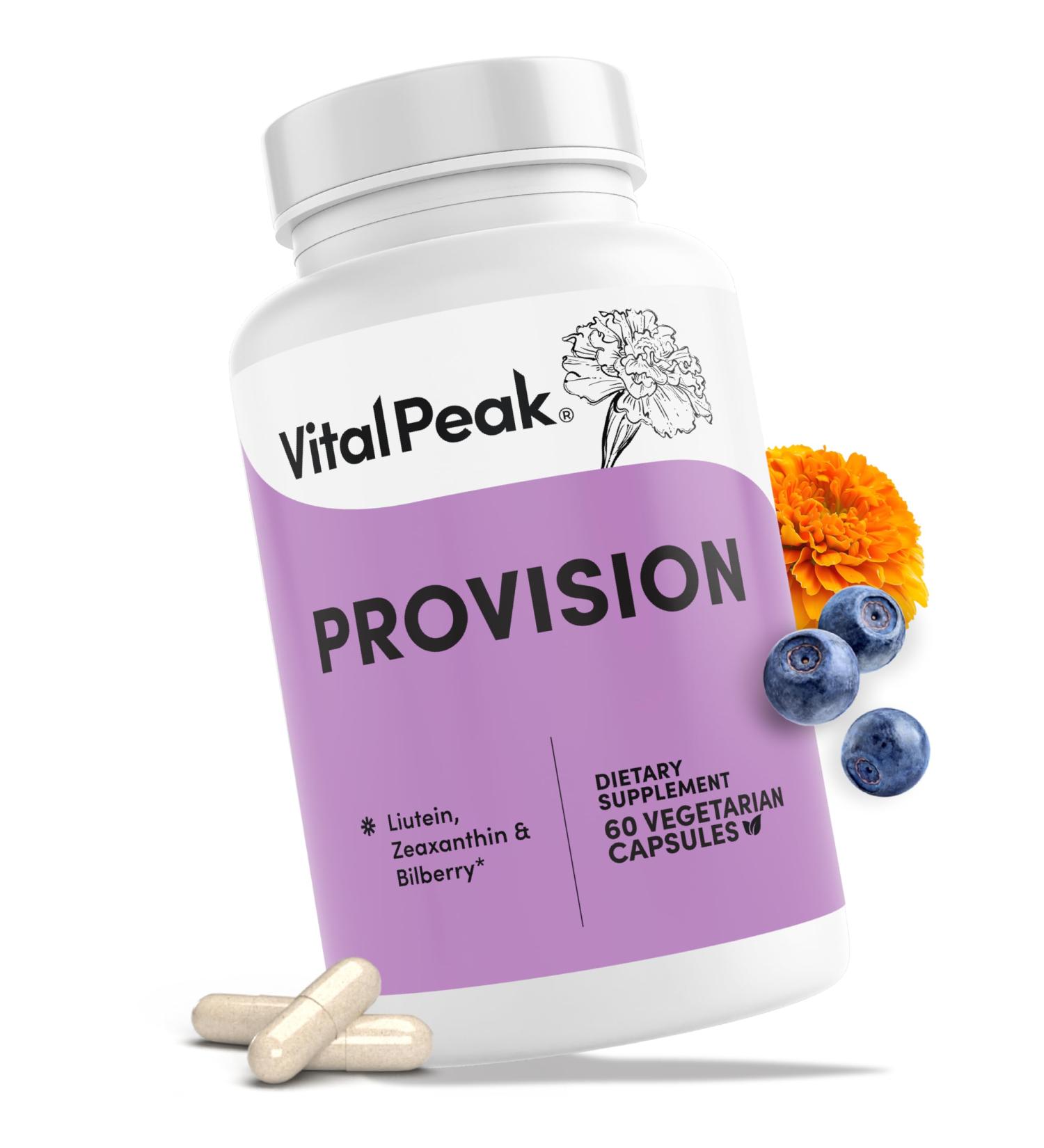 Vital Peak Provision - Eye Vitamins - Eye Health Supplements - with Bilberry Eyebright Lutein Zeaxanthin & More Vitamins - Vegan Non GMO Dairy Free Soy Free Gluten Free - 60 Capsules - Buy Online on GoSupps.com