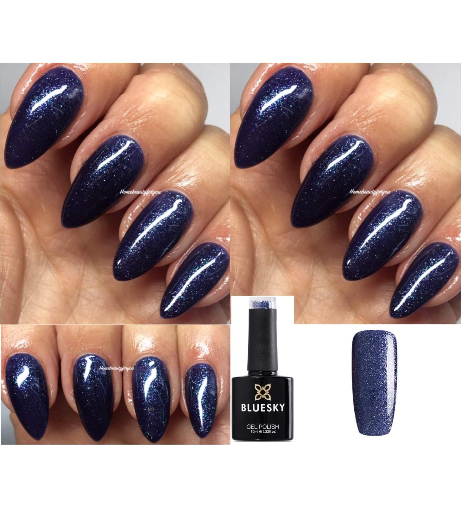 Bluesky Gel Nail Polish Blue Purple with Fine Glitter Blue Raindrops A05 Autumn Winter Color Chip Resistant 10 ml (Requires Drying Under UV LED Lamp)  - Buy Online on GoSupps.com