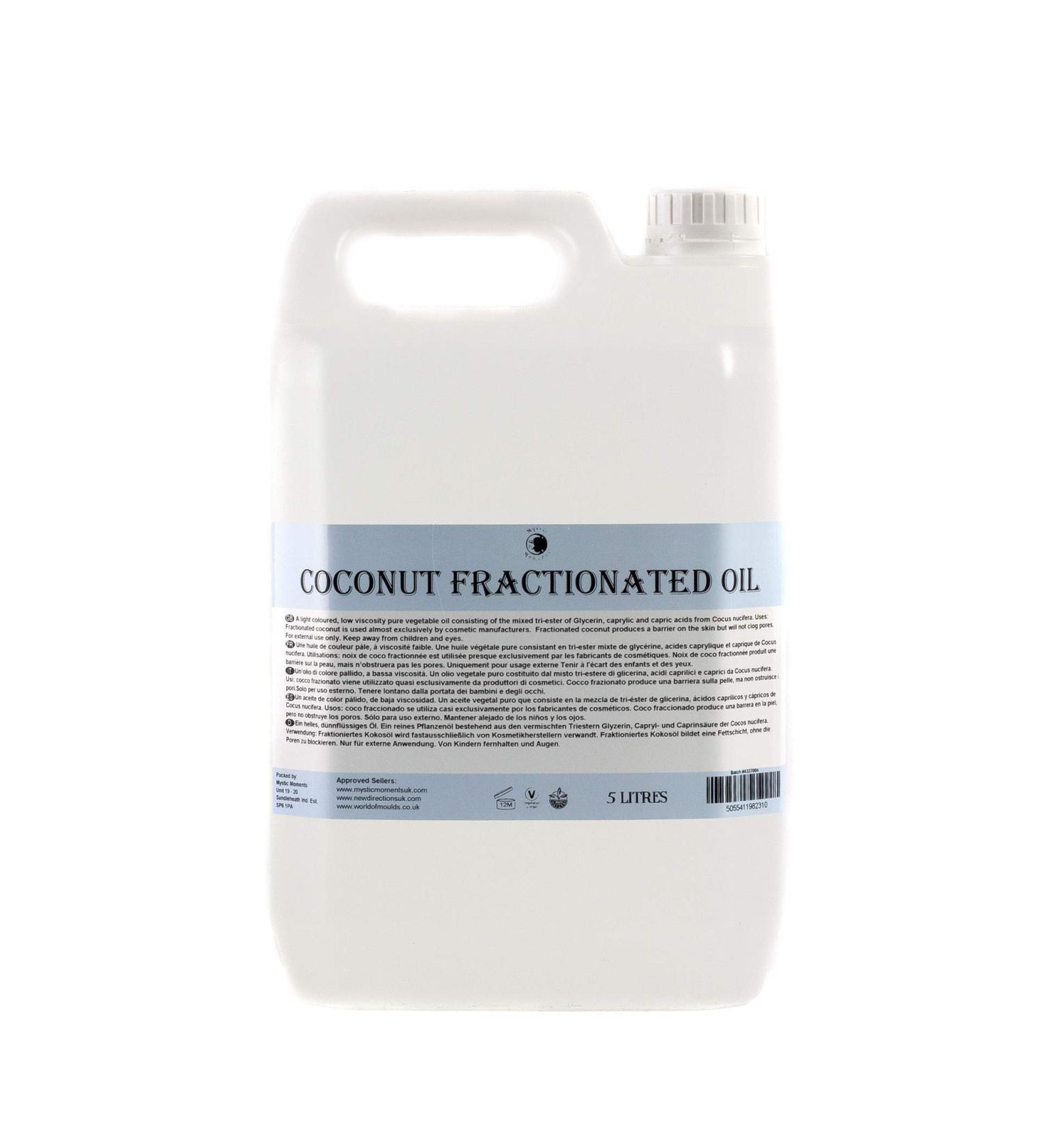 Mystic Moments Coconut Fractionated Carrier Oil 5L | Pure Natural Oil for Hair Face Nails Aromatherapy & Massage | Vegan & GVO-Free - Buy Online on GoSupps.com