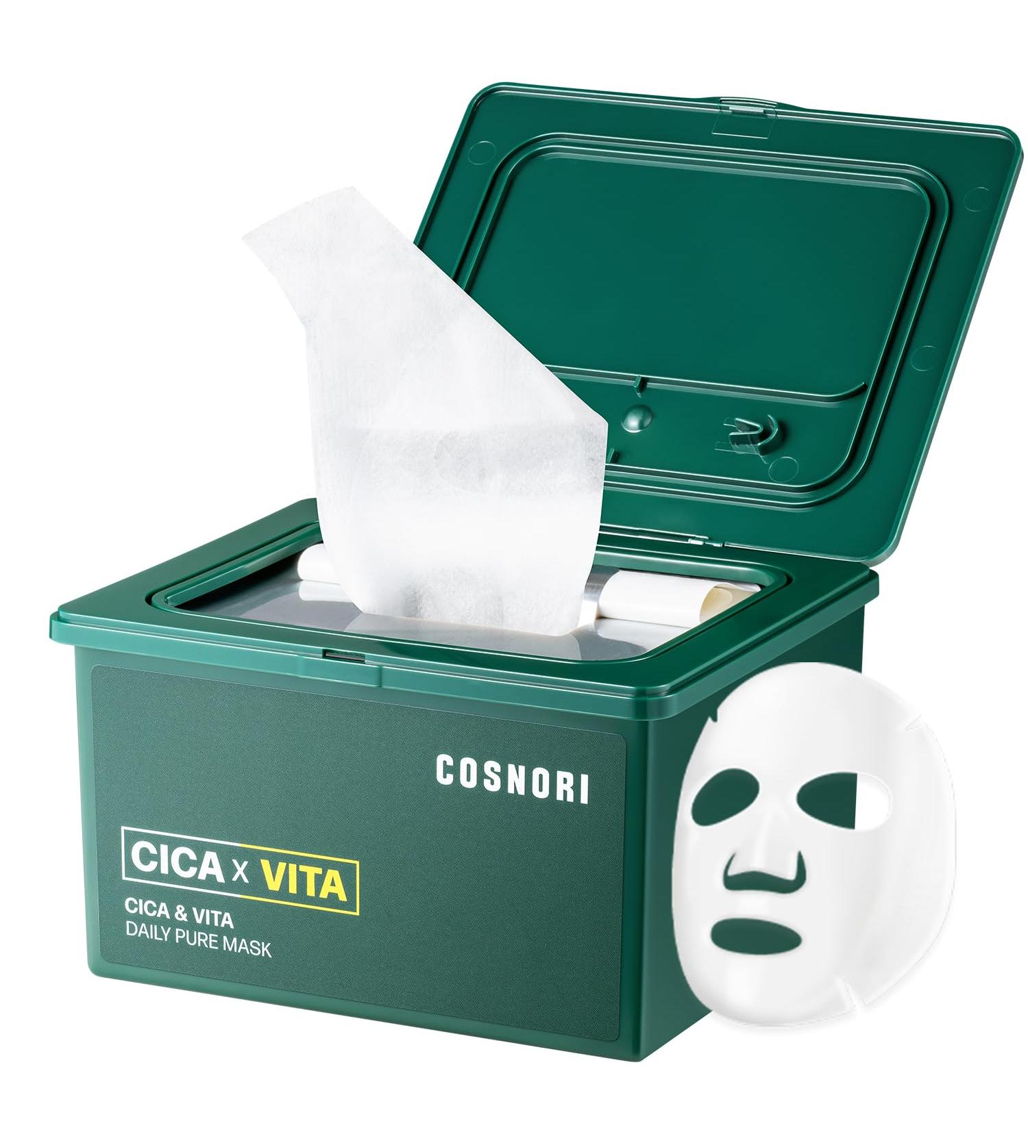 COSNORI Cica & Vita Daily Pure Mask - Vegan Sheet Masks for Soothing & Vitality Boosting | 30 Sheets of 100% Pure Lyocell - Buy Online on GoSupps.com