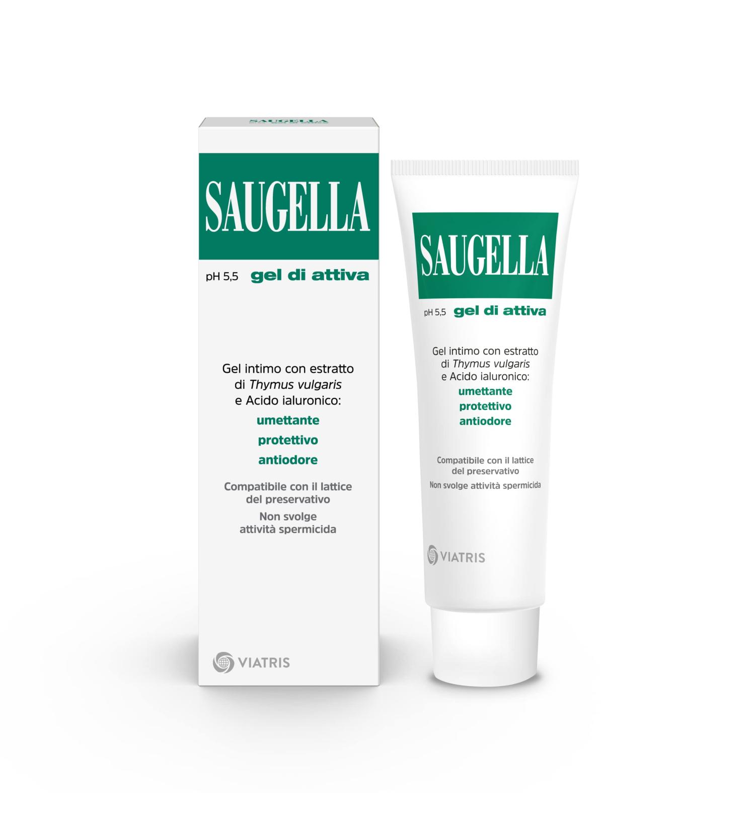 Saugella Attiva Gel Intimo con Acido ialuronico e Timo per un'azione umettante e antiodore 30ml - Buy Online on GoSupps.com