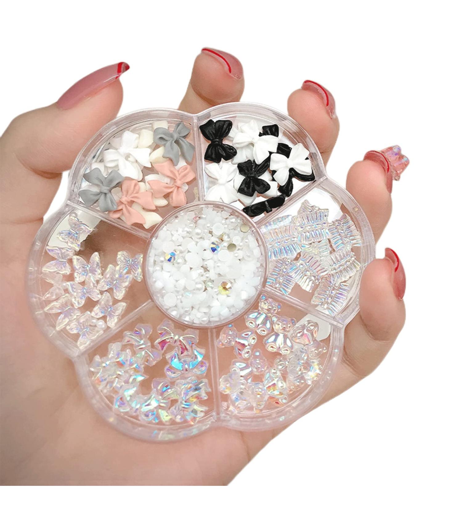 3D Bow Nail Charms 1Box - Butterfly, Bear, Pearl - Nail Art Decorations for Women & Girls | Resin Bowknot Charms - DIY Nail Art Design - Buy Online on GoSupps.com