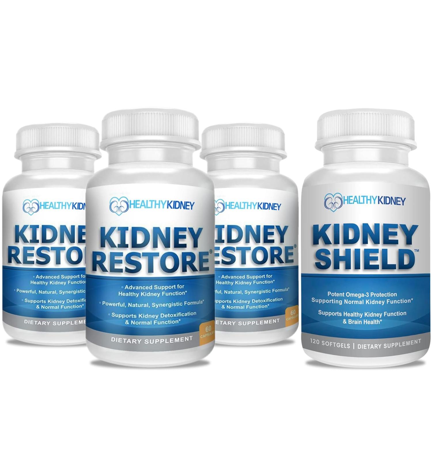 3 Pack Natural Kidney Cleanse to Support Kidney Function and Detox 60 Capsules + Kidney Shield 120 Caps Kidney Supplement to Support Normal Kidney Function and Support Kidney Health - Buy Online on GoSupps.com