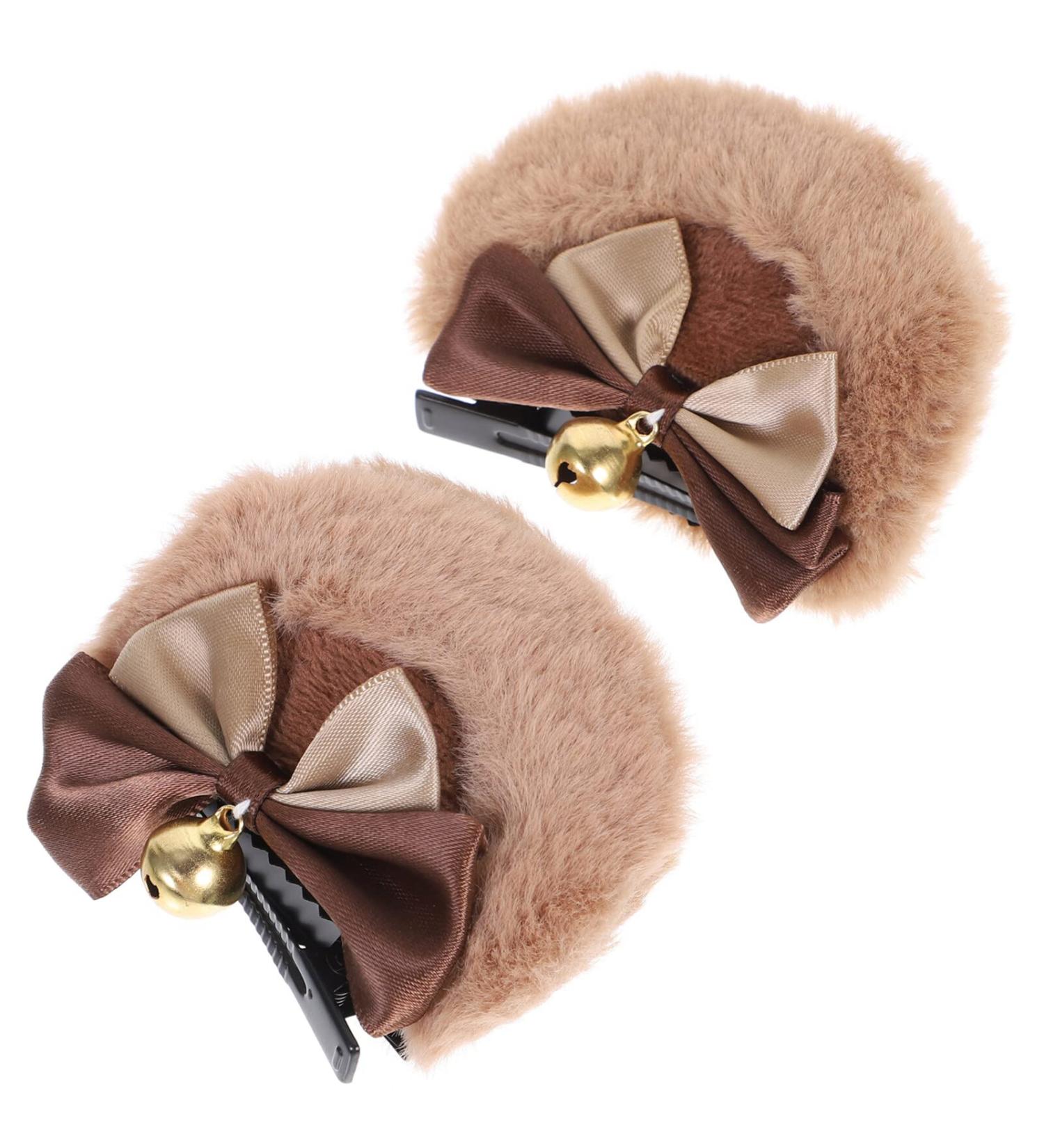 WRITWAA 1 Pair Bear Ear Hair Clip Kawaii Hair Clips Cosplay Ears Headpiece Festival Hair Accessories for Theme Birthday Party Festival Decoration Camel Brown - Buy Online on GoSupps.com