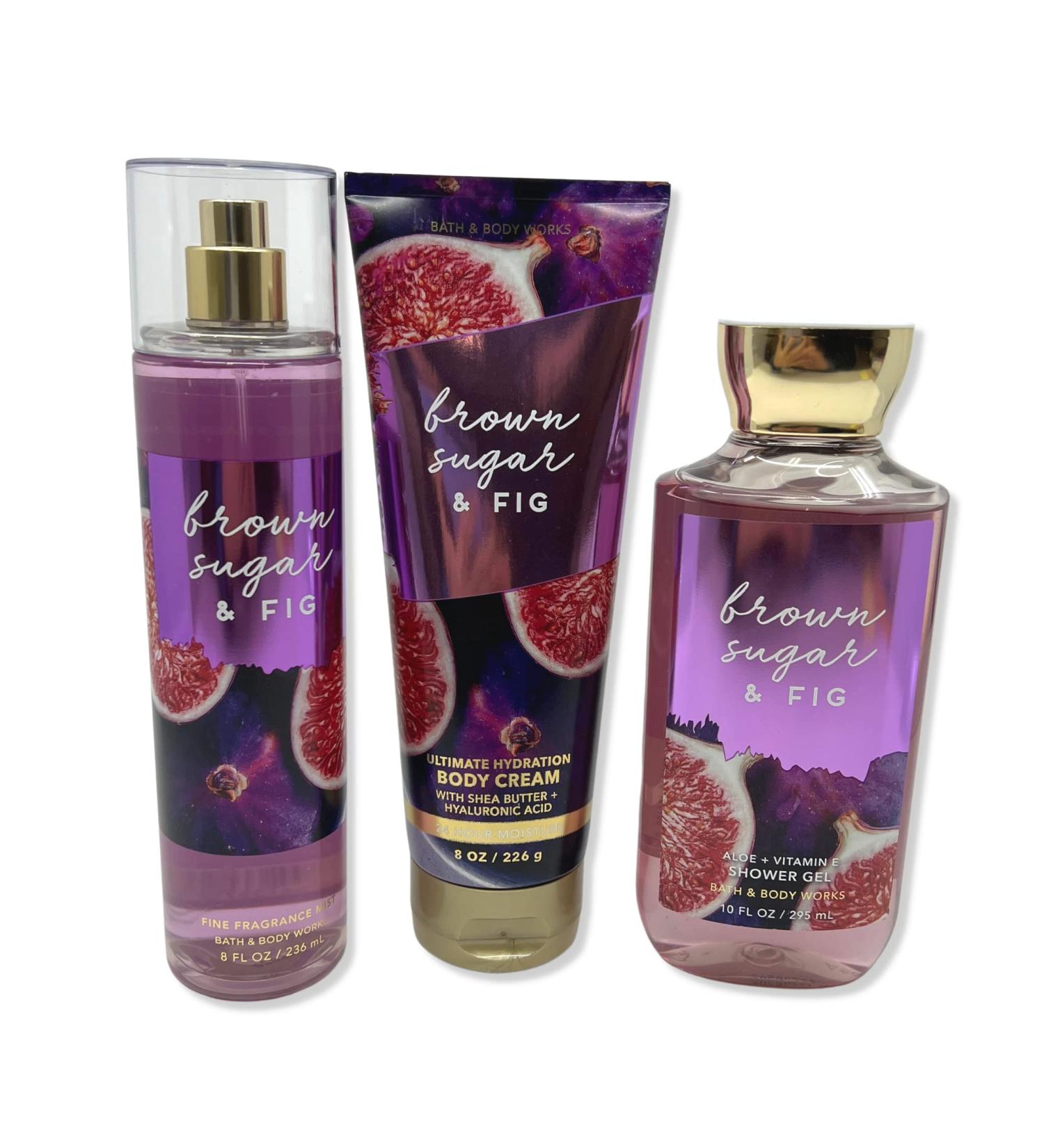 Bath & Body Works Brown Sugar & Fig - 3 pc bundle - Fine Fragrance Mist 8oz - Ultimate Hydration Body Cream 8oz - Aloe + Vitamin E Shower Gel 10oz - Buy Online on GoSupps.com