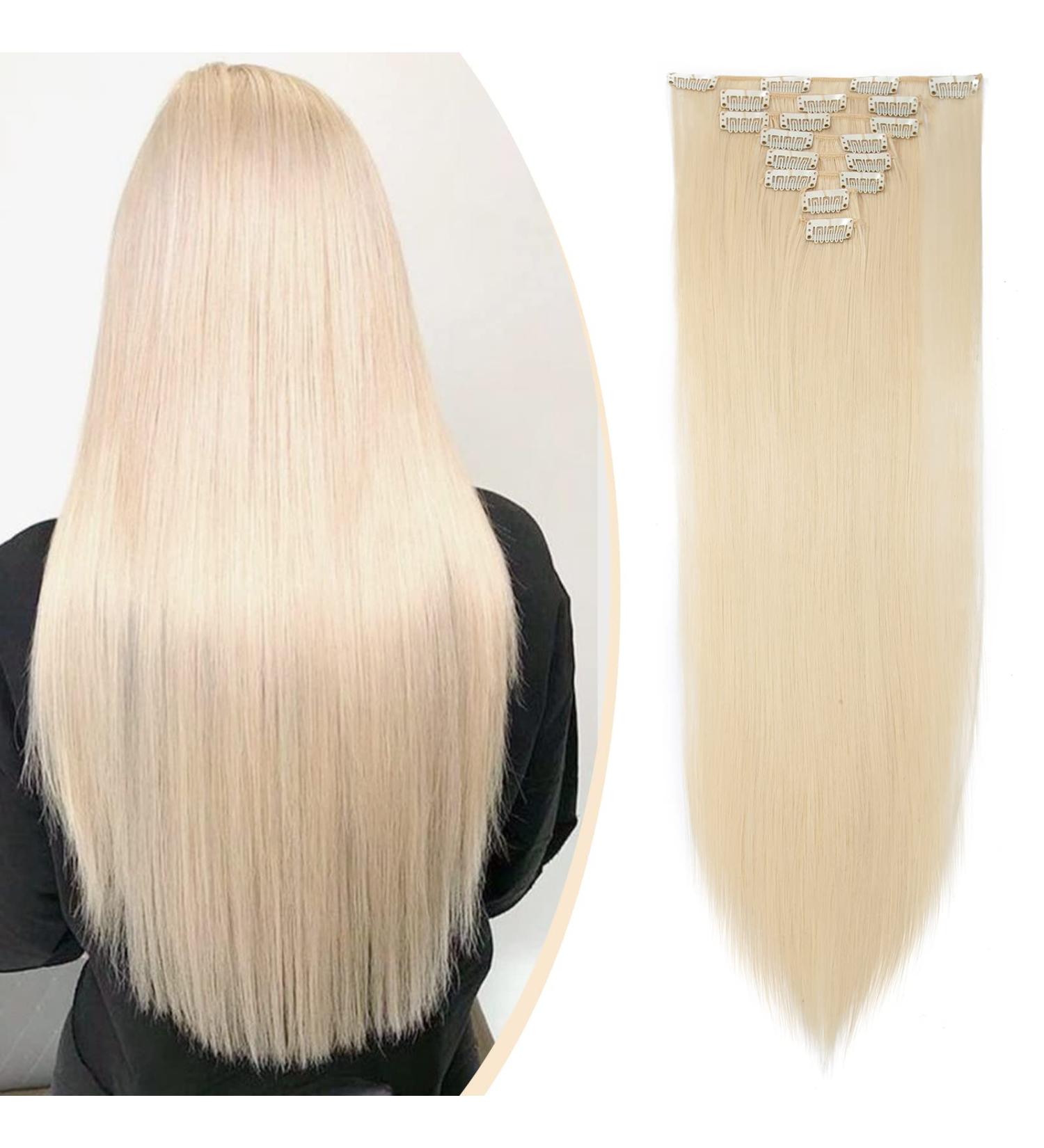 S-noilite 23 Inch Pale Blonde Clip In Hair Extensions - 8pcs Long Full Head, Sexy Lady Fashion Choice - 60 Colours Available - Buy Online on GoSupps.com