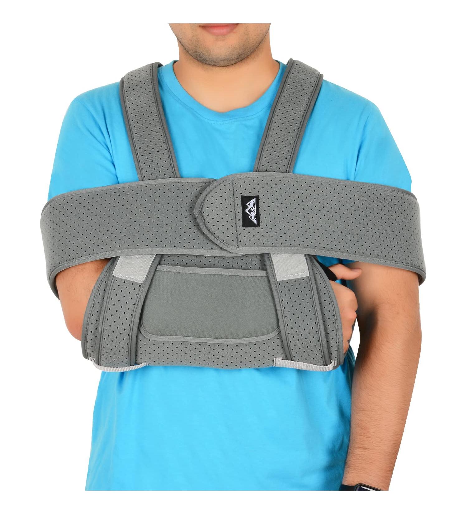 Supegear Arm Loop Shoulder Immobilizer Adjustable Rotator Cuff Support Brace Sling - Breathable Day & Night Shoulder Support for Broken Bones - Big Gray - Buy Online on GoSupps.com