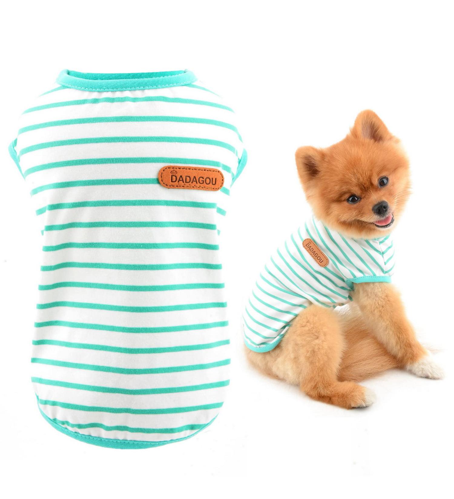 Shop Smalllee Lucky Store Summer Clothing for Dogs - Striped XXL Green T-Shirt for Small & Medium Dogs Cats - Stylish & Comfy Sleeveless Wear - Buy Online on GoSupps.com