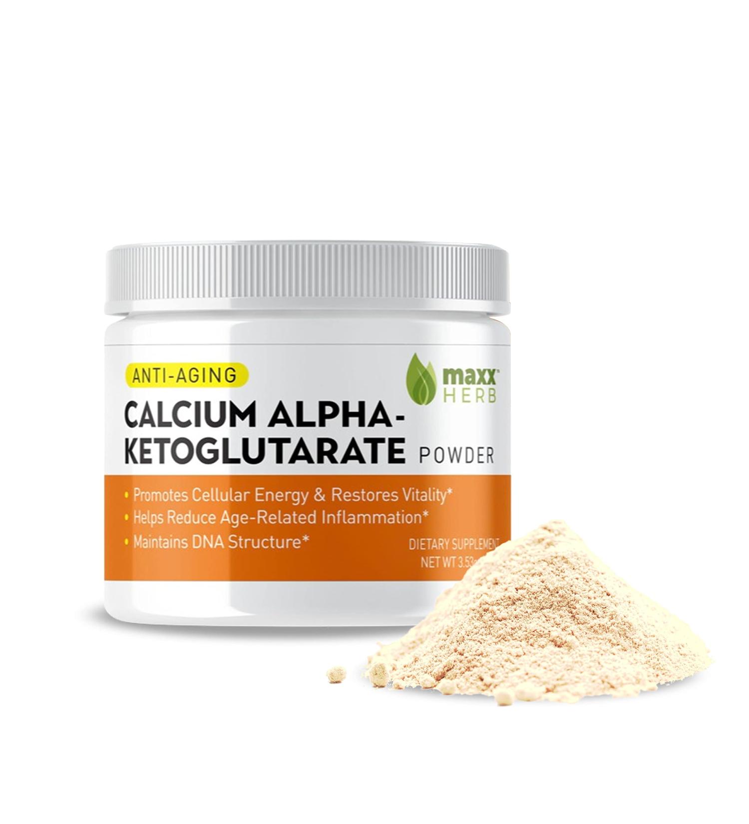 Maxx Herb Calcium AKG Powder - Energy, Vitality & Mental Focus Support - Non-GMO & Gluten Free - 100g Jar (67 Servings) - Buy Online on GoSupps.com