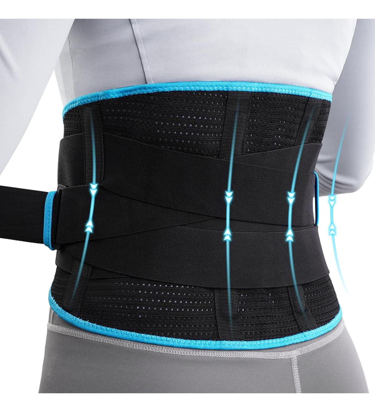 Newgo Back Bandage Support Belt for Men & Women | 4 Strut Lumbar Stabilizer | Relieve Back Pain & Prevent Injuries - Black - Buy Online on GoSupps.com