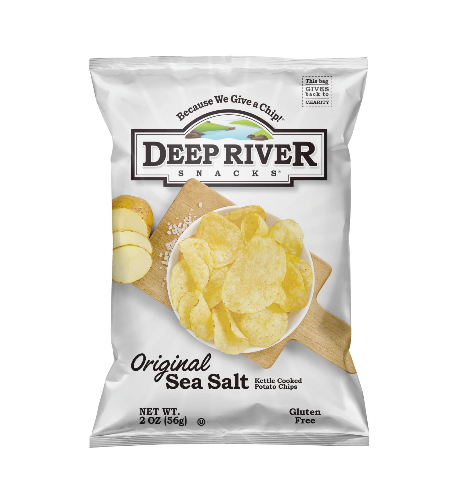Deep River Snacks Original Sea Salt Kettle Cooked Potato Chips, 2 Ounce (Pack of 24)