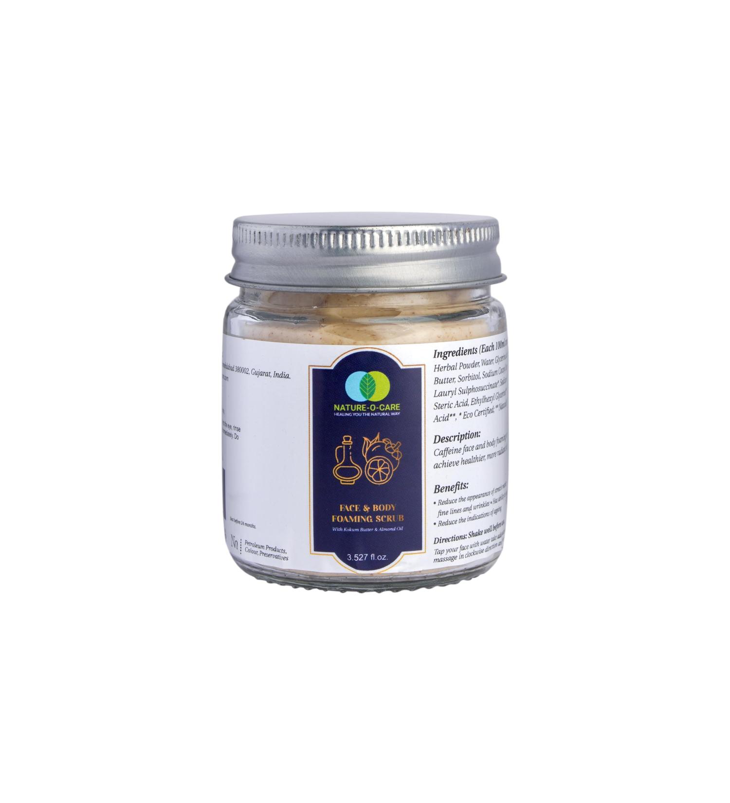 Vegan Face & Body Foaming Scrub with Kokum Butter & Almond Oil | Reduces Stretch Marks Fine Lines & Wrinkles | 100g - Cruelty-Free - Buy Online on GoSupps.com