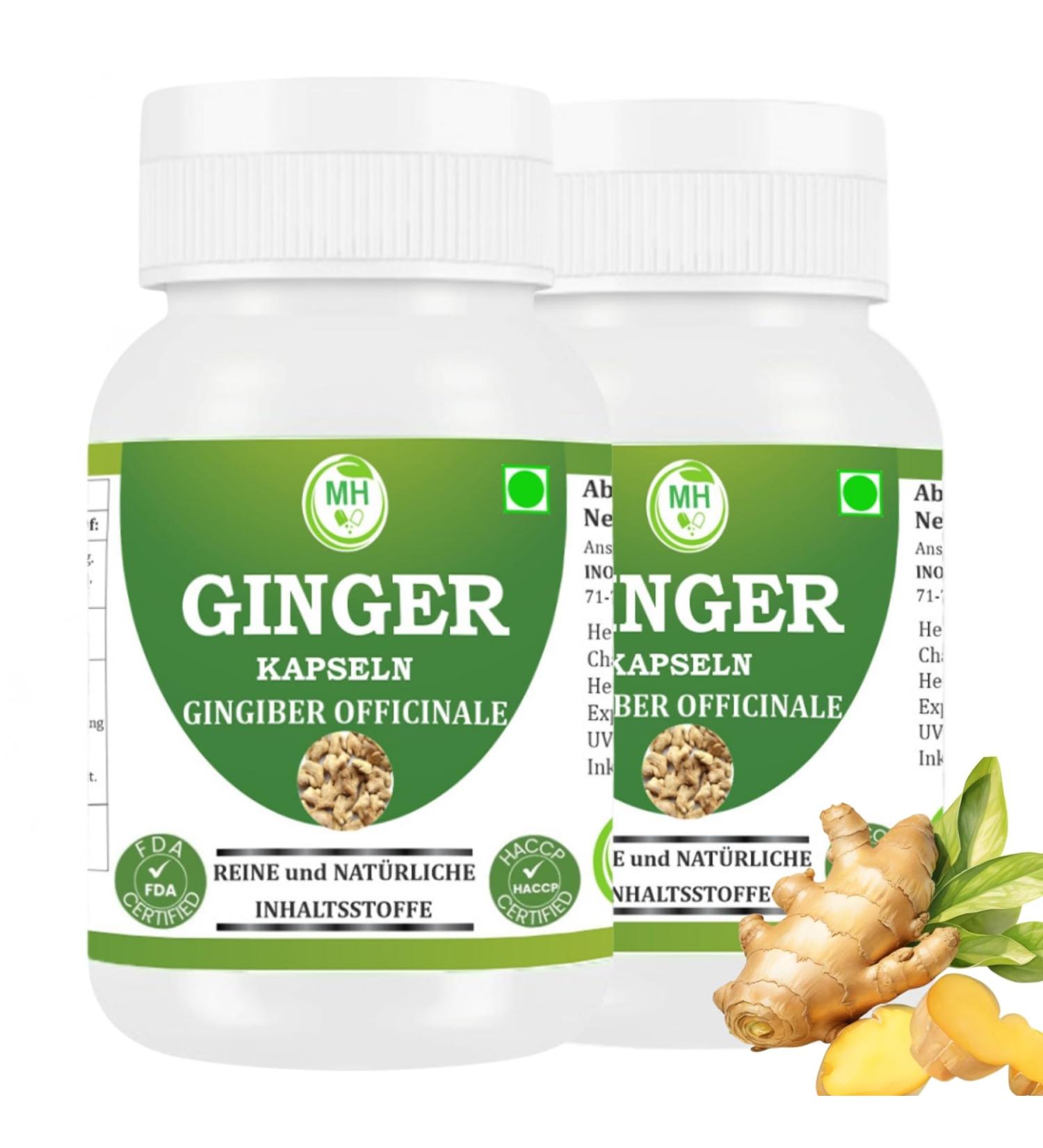  Morsan Healthcare Ginger (Zingiber officinale) Capsules | Pack of 60 x 500 mg Vegetarian Capsules | Natural Food Supplement | GMP Certified | Gluten-Free (120) - Buy Online on GoSupps.com