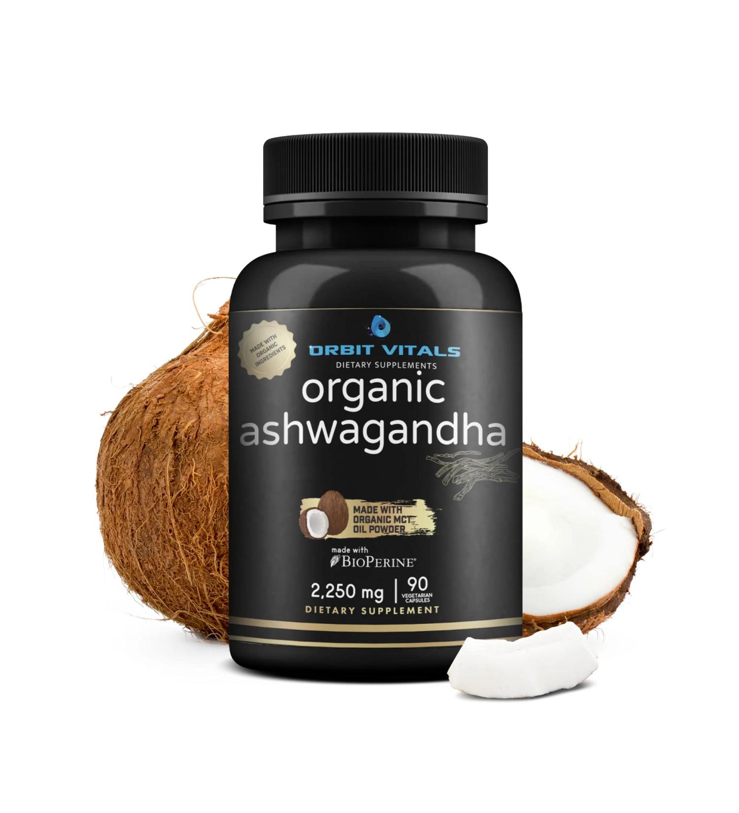 Organic Ultra High Strength Ashwagandha Root 2250mg with MCT Oil & Black Pepper - 90 Vegan Capsules for Stress & Immune Support - Buy Online on GoSupps.com