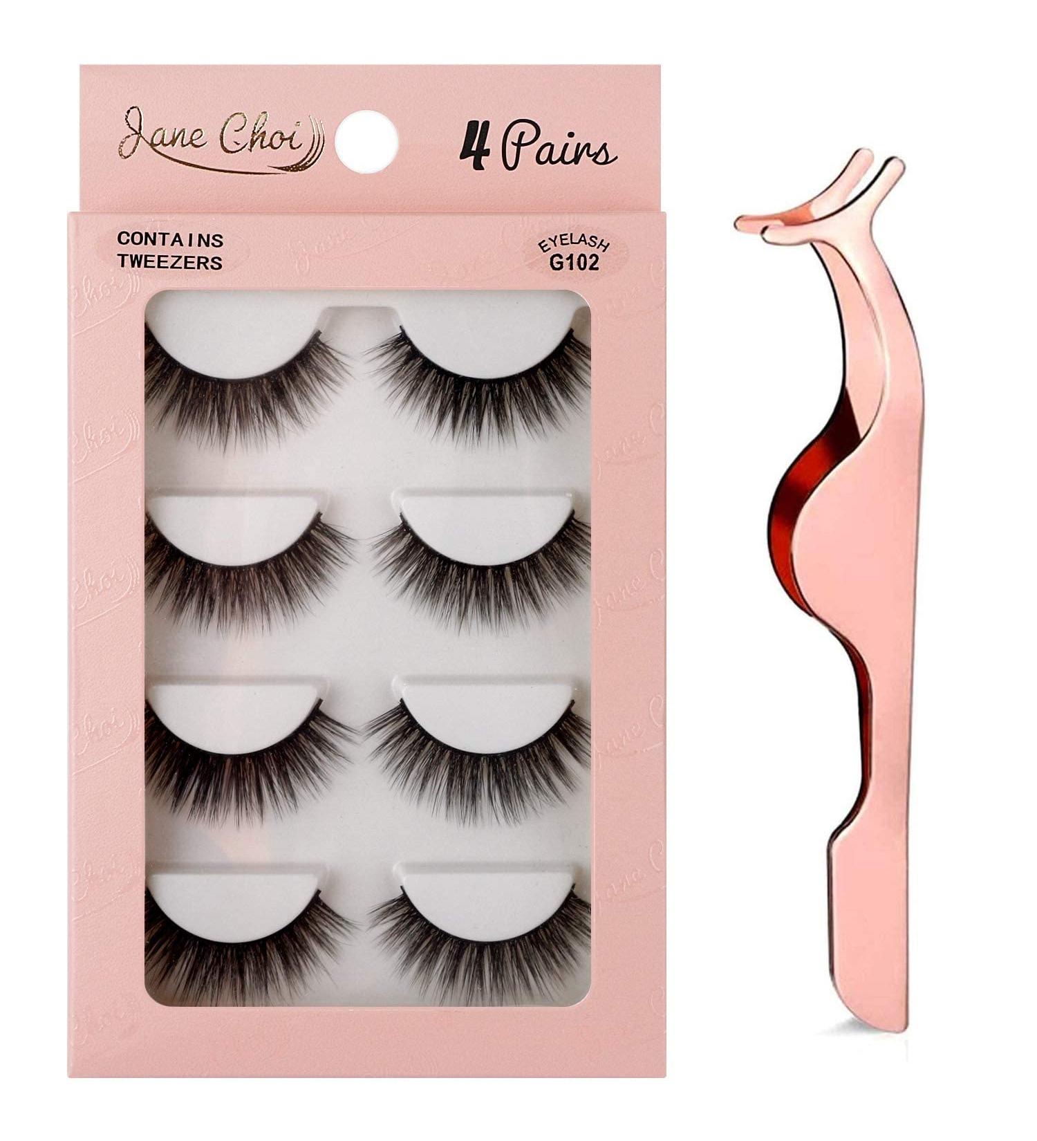 Jane Choi 3D Faux Nerz False Eyelashes - Reusable Long & Thick Handmade 4 Pairs with Clip | Dramatic Makeup Eyelash Extensions - Buy Online on GoSupps.com