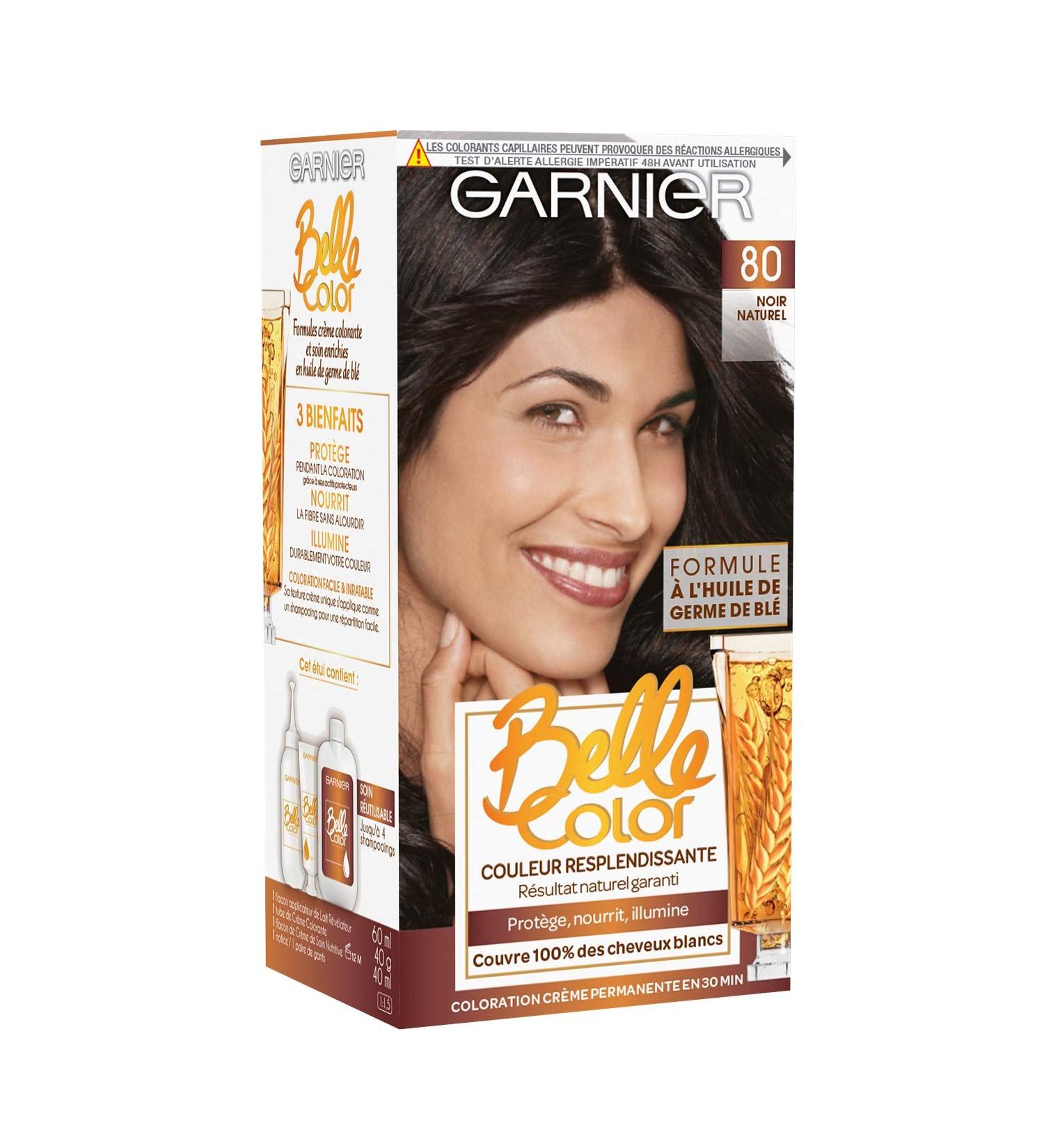 Garnier - Belle Color - Coloration permanente Noir - 80 Noir Naturel - Lot de 2 - Buy Online on GoSupps.com