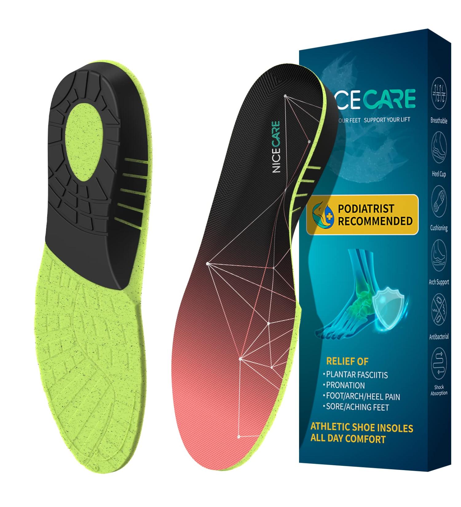 NICE CARE Arch Support Insoles for Women, Pink, Size 5-7 | Orthotic Inserts for Plantar Fasciitis & Flat Feet - Buy Online on GoSupps.com