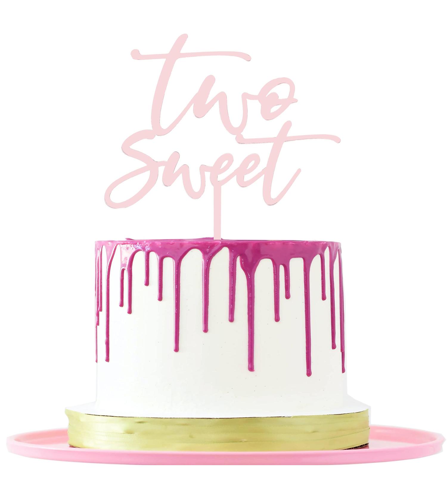 LOVENJOY Two Sweet Cake Topper 2nd Birthday for Cute Girl Rose Gold Acrylic Gift Boxed - Buy Online on GoSupps.com