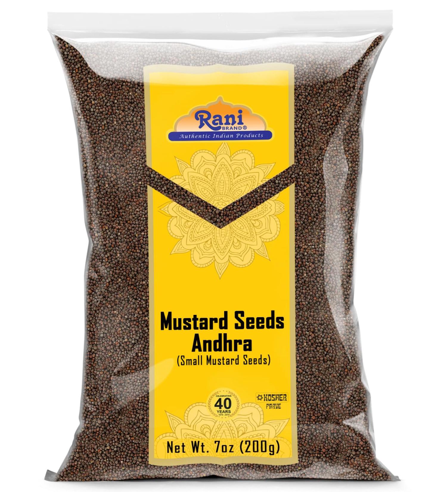 Rani Andra Mustard Seeds (Rai) Whole Spice (Rai Sarson) 7oz (200g) All Natural Gluten Friendly | Non-GMO | Kosher| Vegan | Indian Origin 200g (7 Ounce) - Buy Online on GoSupps.com
