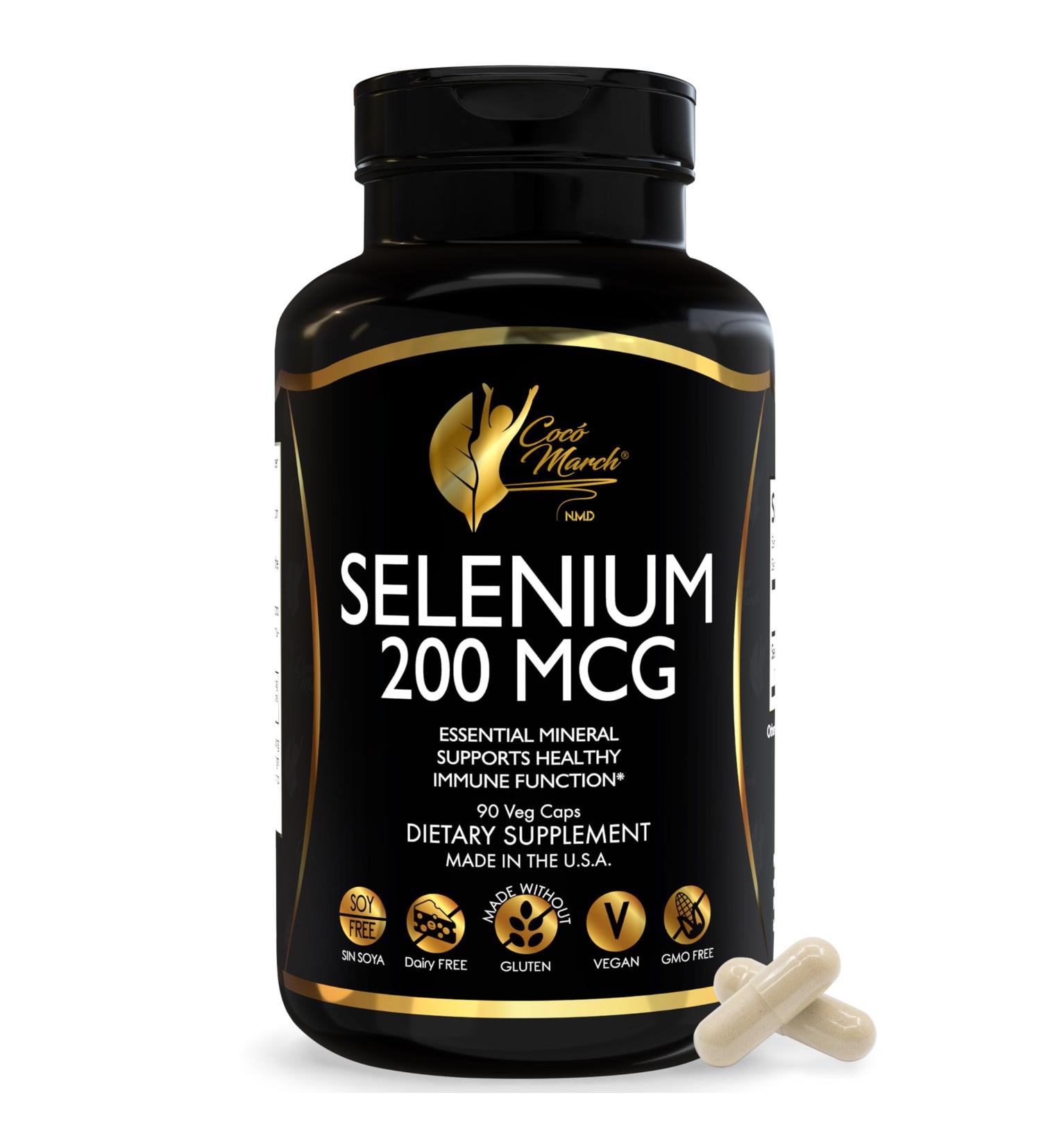 Coc March N.M.D. Selenium 200 mcg Thyroid & Immune Support Supplement Essential Mineral for Metabolism & Antioxidant Defense Gluten Free, Dairy Free & Vegan 3 Month Supply, 60 Capsules - Buy Online on GoSupps.com