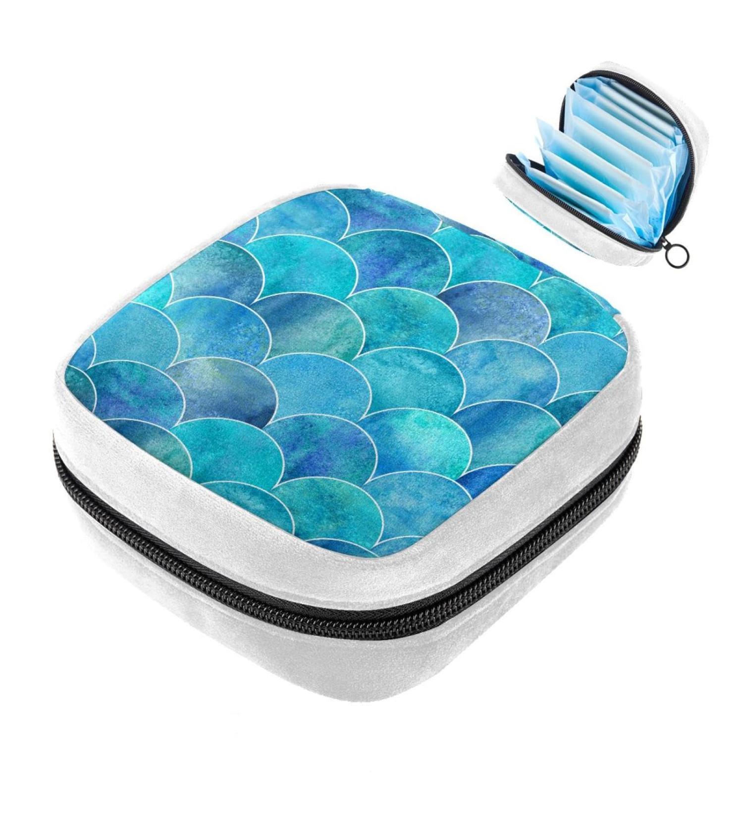 GIAPB Blue Mermaid Scales Period Pad Pouch Sanitary Napkin Storage Bag - Buy Online on GoSupps.com