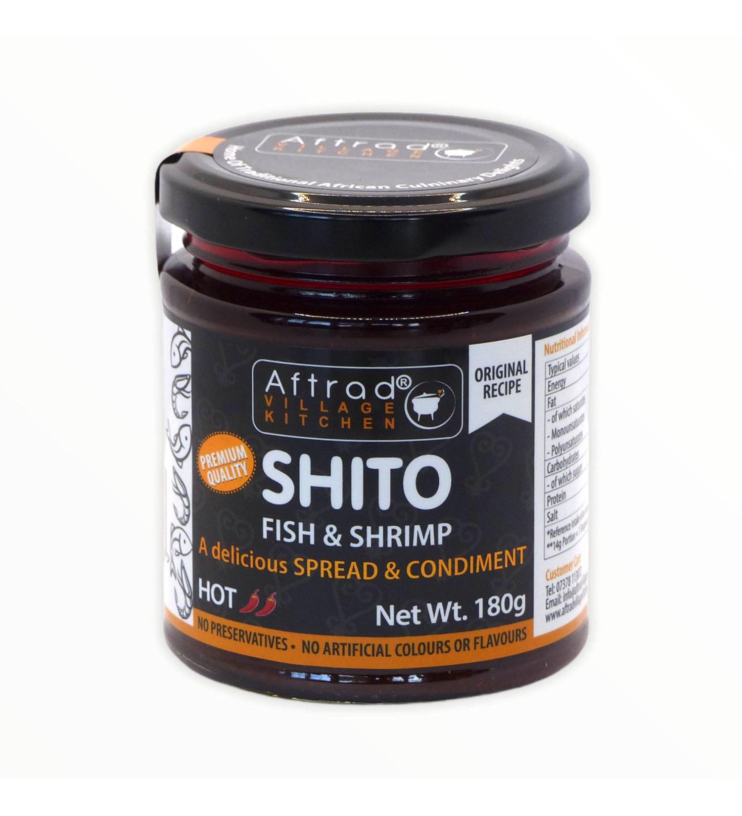 Aftrad Village Kitchen Shito 180g Hot - A Ghanaian Chilli Sauce Made with Smoked Fish & Shrimps a Wonderful Condiment for All Cooked Meals. It can be Used as dips Spreads and in sauces. - Buy Online on GoSupps.com