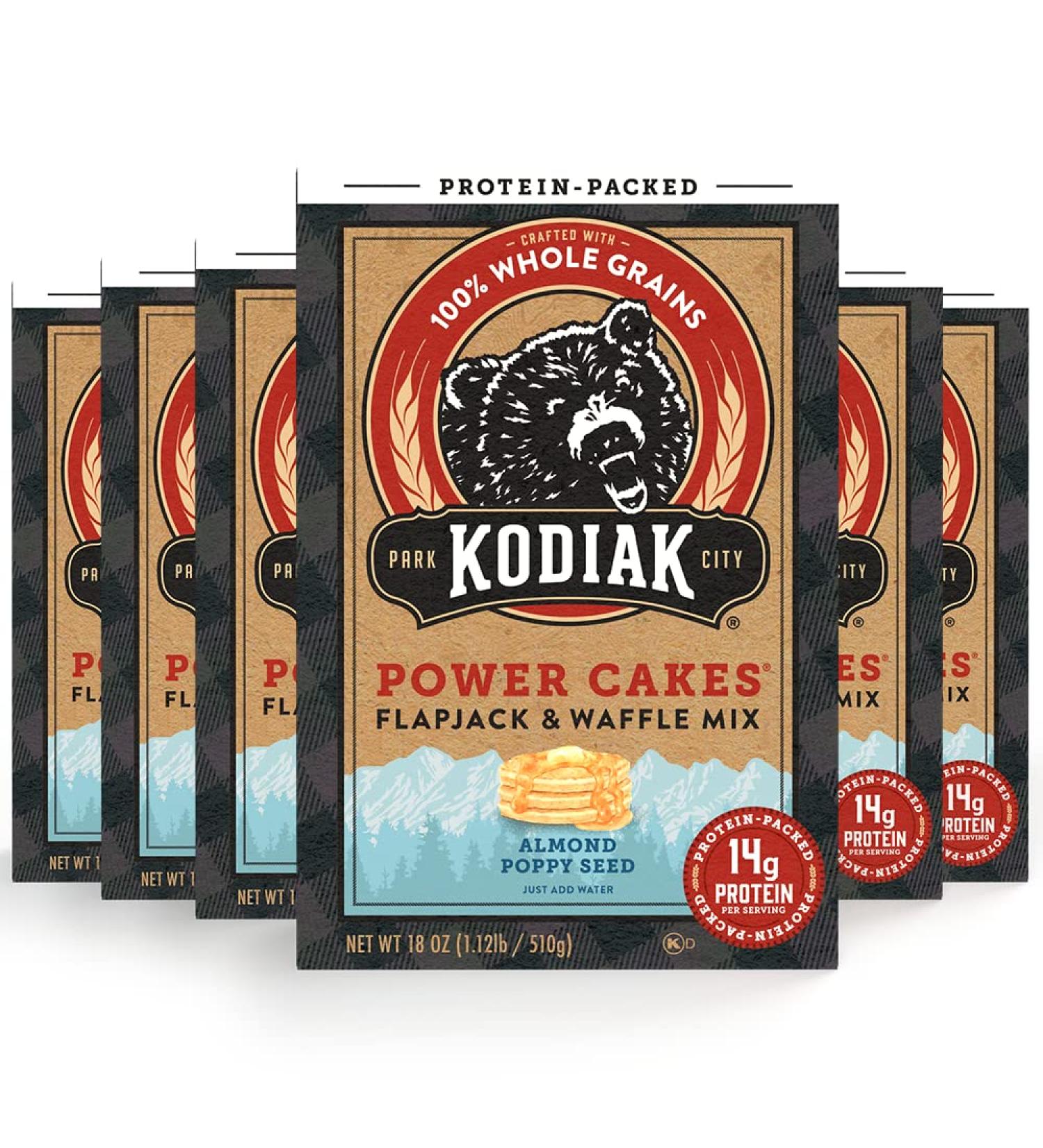 Kodiak Cakes Protein Pancake Mix - Almond Poppyseed 18oz (Pack of 6) - High Protein Flapjack & Waffle Mix - Buy Online on GoSupps.com