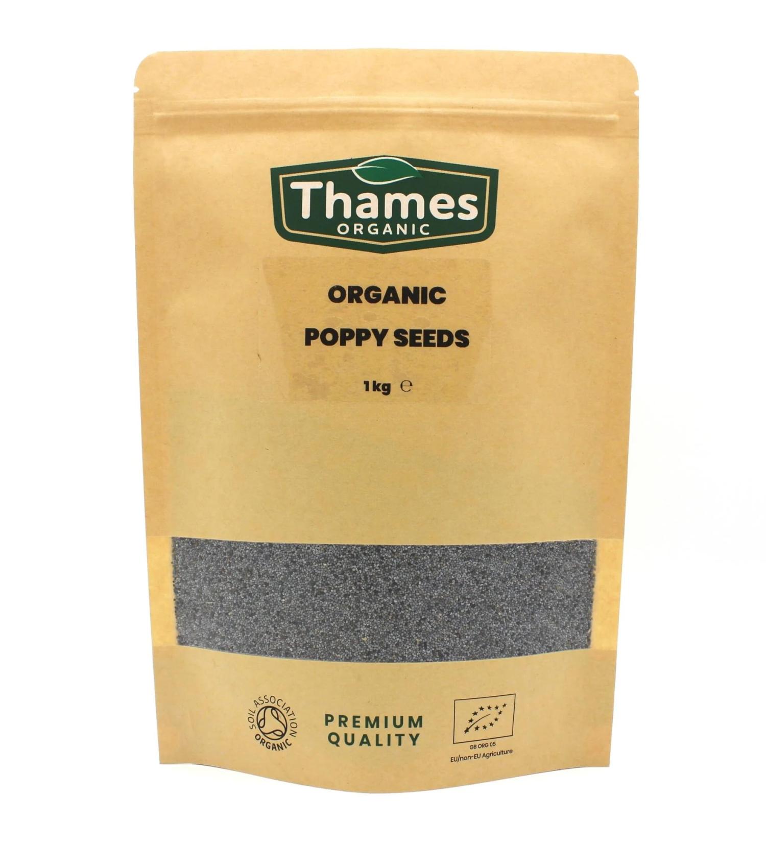 Organic Poppy Seeds - Nutritious & Flavorful Seeds - No Additives No Preservatives - Raw Vegan Non-GMO - Great for Baking Cooking and Sprinkling - Thames Organic 1 kg - Buy Online on GoSupps.com