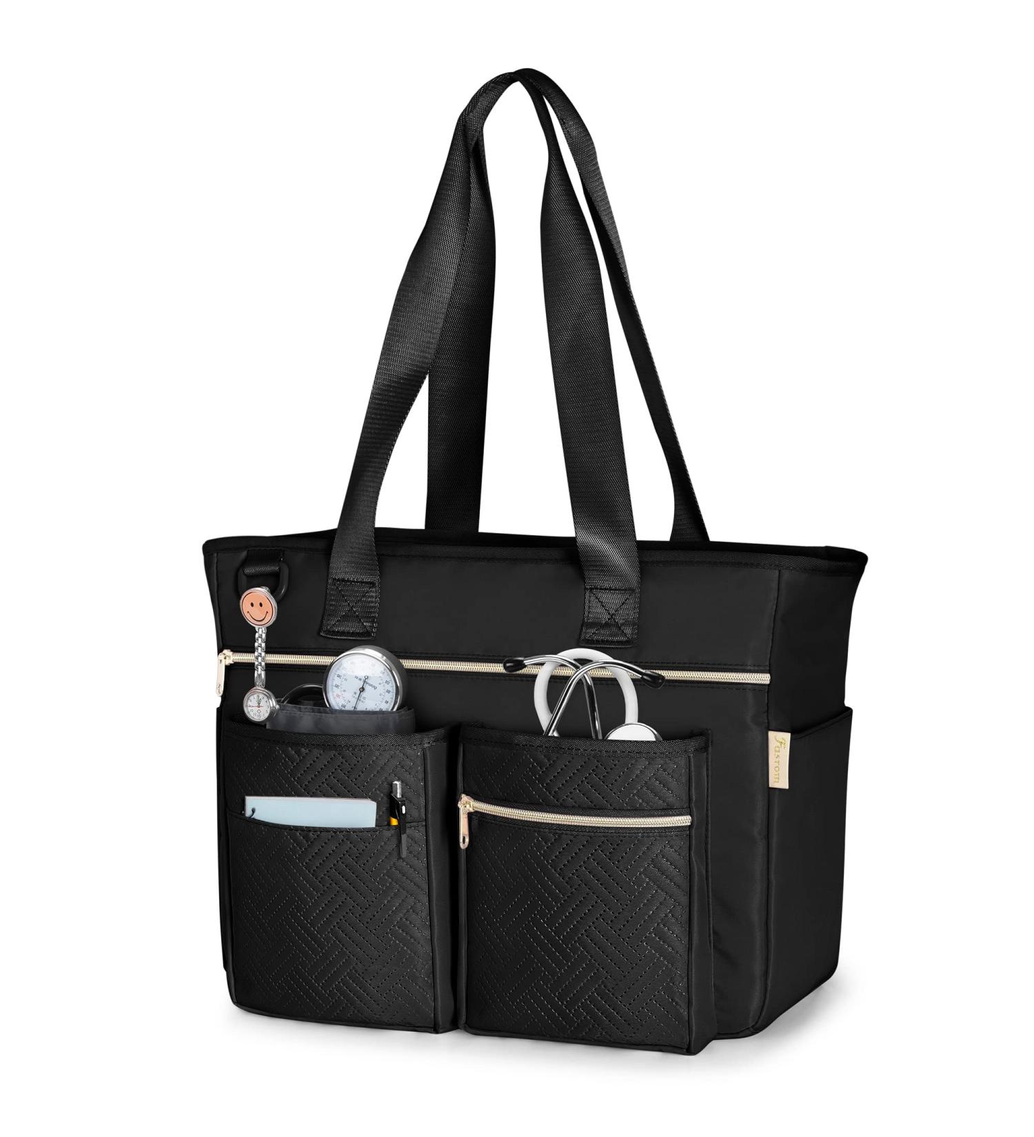 Fasrom Nurse Tote Bag with Laptop Sleeve - Ideal for Nurses and Medical Assistants - Black (Patent Design) - Buy Online on GoSupps.com