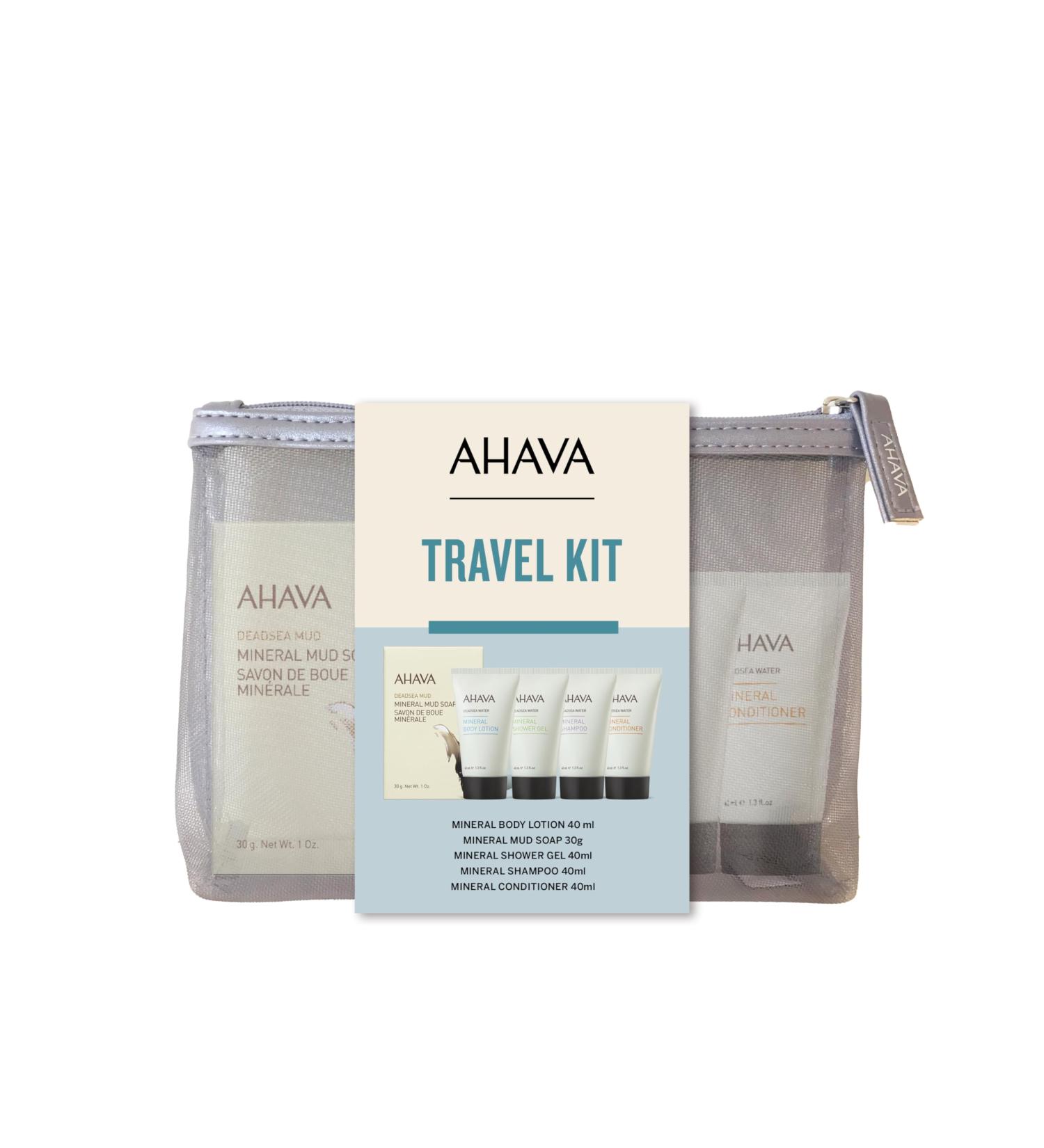 AHAVA Travel Kit - Dead Sea Mineral Body Lotion Shower Gel Conditioner Shampoo & Mud Soap | Perfect for International Shipping - Buy Online on GoSupps.com