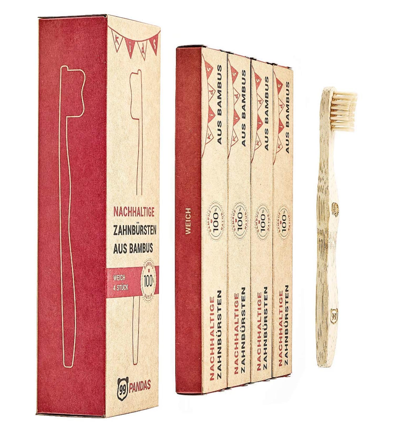 99pandas | Sustainable Bamboo Children's Toothbrush Set | Plastic-Free | Extra Small Soft Bristles for Healthy Teeth - Buy Online on GoSupps.com