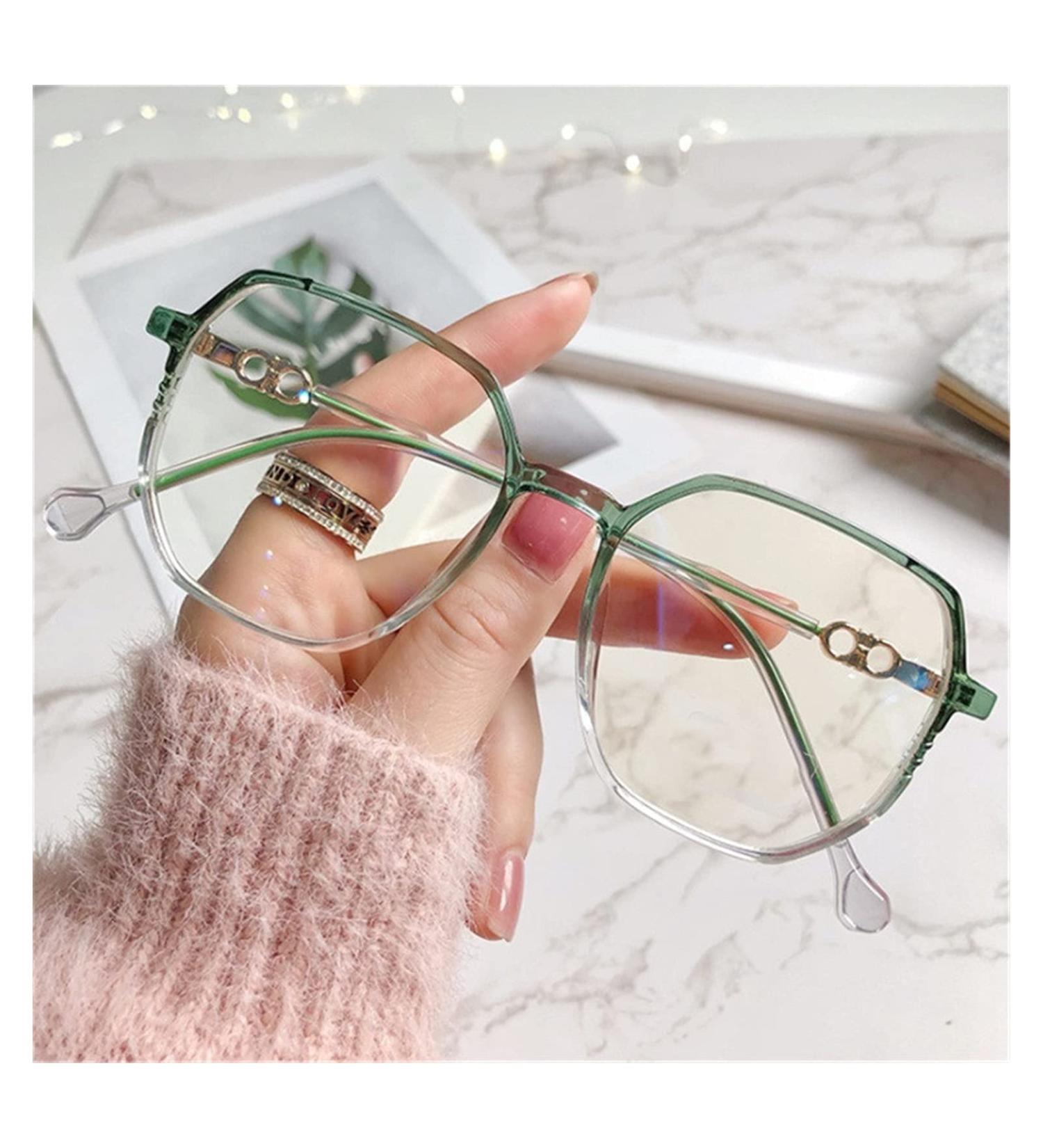 Kdoq reading glasses glasses women anti-blue light glasses student vintage oversized glasses done girl glasses (color: green size: +1.5)