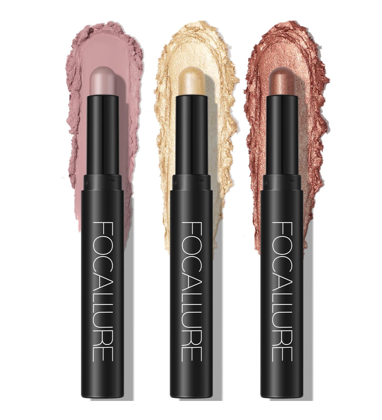 FOCALLURE 3 Pcs Cream Eyeshadow Stick Set - High Pigmented, Waterproof & Long Lasting Eye Shadow Crayon - Burning Sky - Buy Online on GoSupps.com