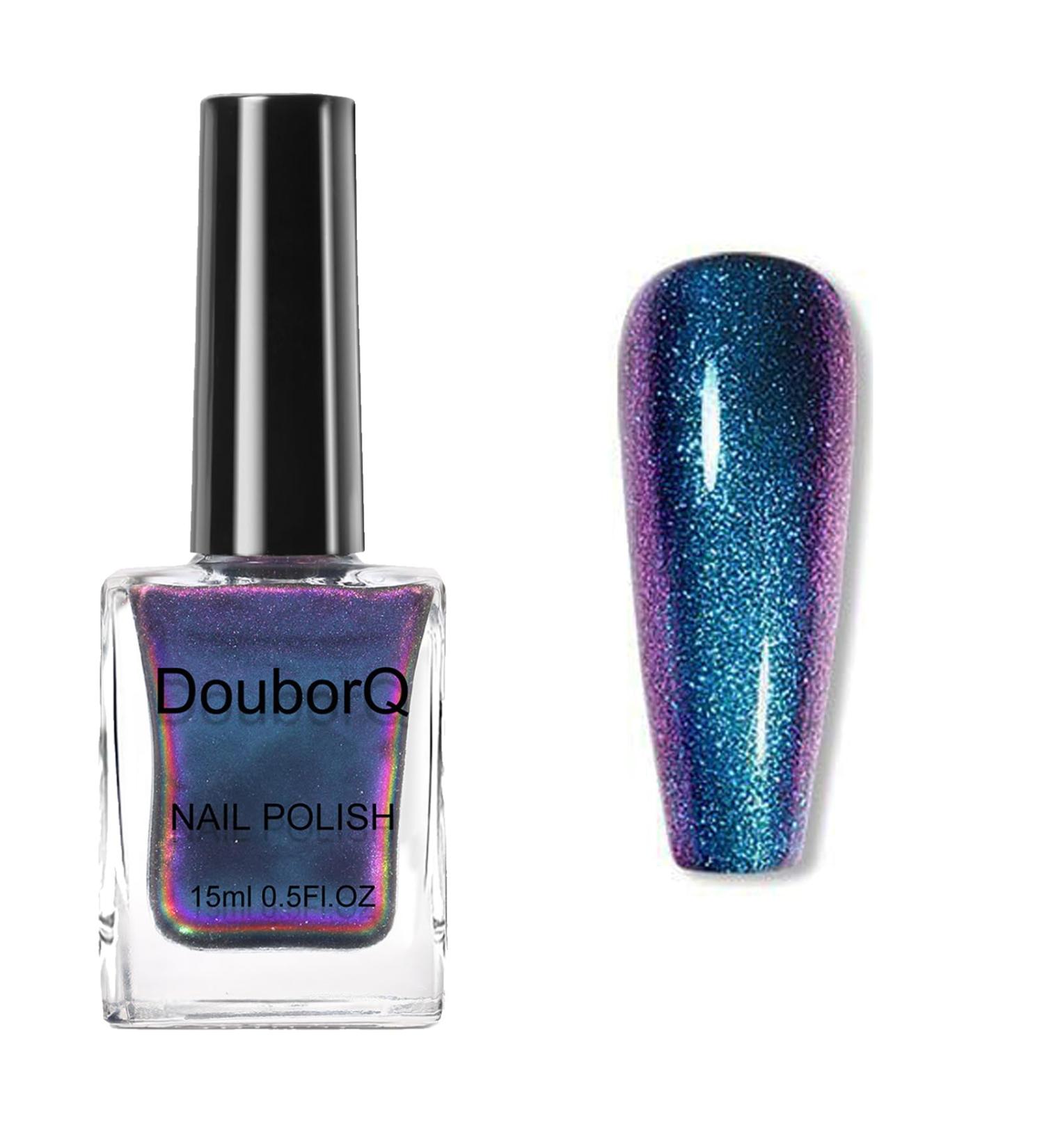 NLFOX Holographic Nail Polish - 15ml Chameleon Blue Nail Polish - Purple Glossy Shiny Nail Varnish - Shimmer Chrome Nail Art Varnish - No Need Cure Nail Polish for Women DIY at Home - Buy Online on GoSupps.com