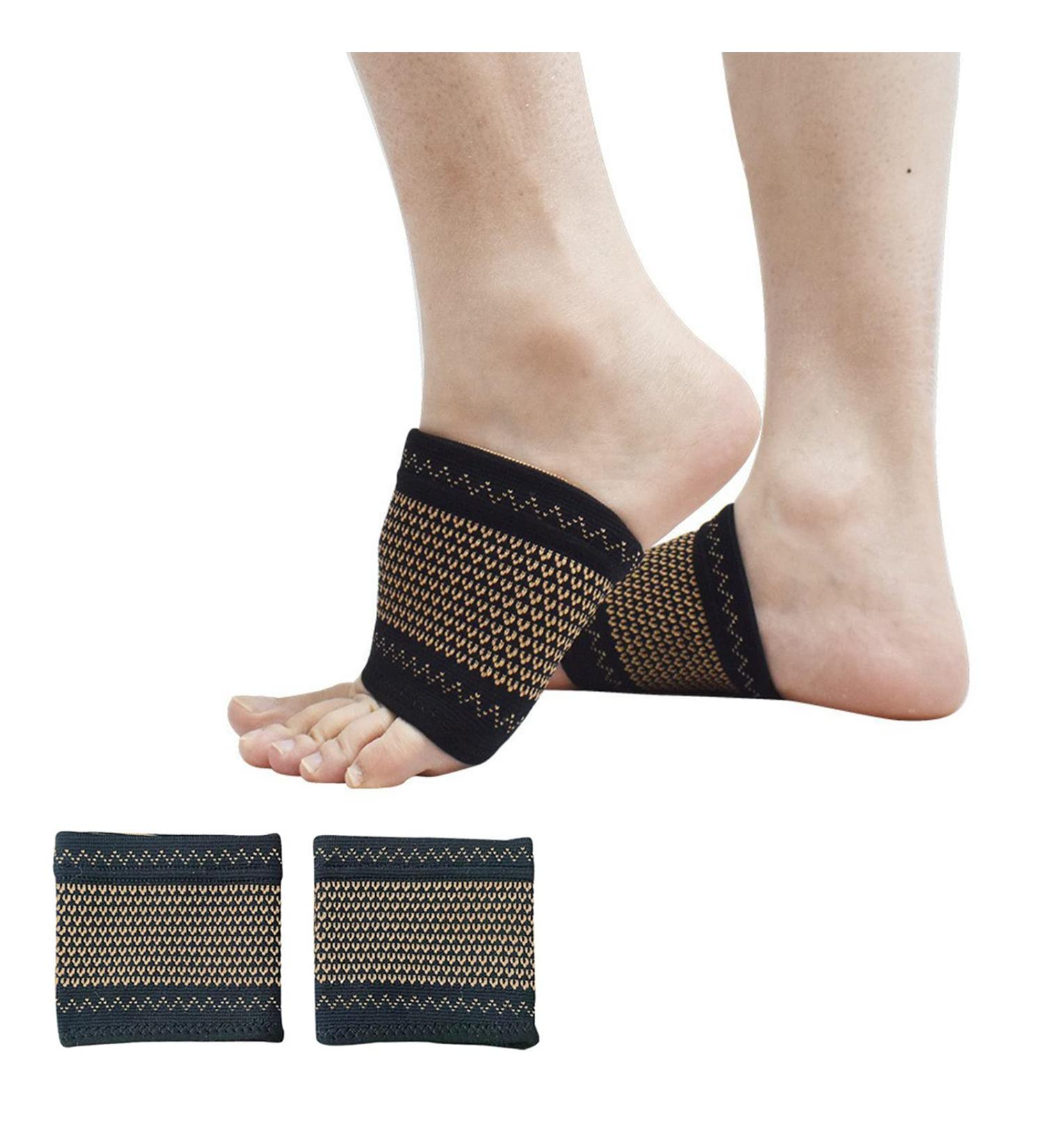Copper Arch Supporter Set of 2 - Plantar Fasciitis Relief Compression Brace for Men and Women | Orthotic Foot Pain Aid for Flat/High/Fallen Arches - Foot Care Pain Relief & Recovery - Buy Online on GoSupps.com