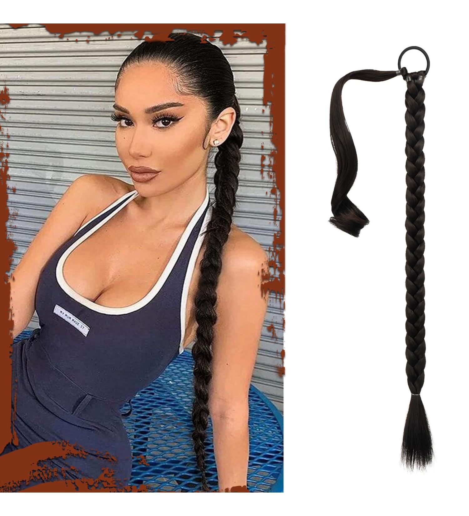 Sofeiyan Dark Brown Braid Extensions Ponytail - 66cm Synthetic Hair Tie - Natural Look for Women (1 Pack) - Buy Online on GoSupps.com