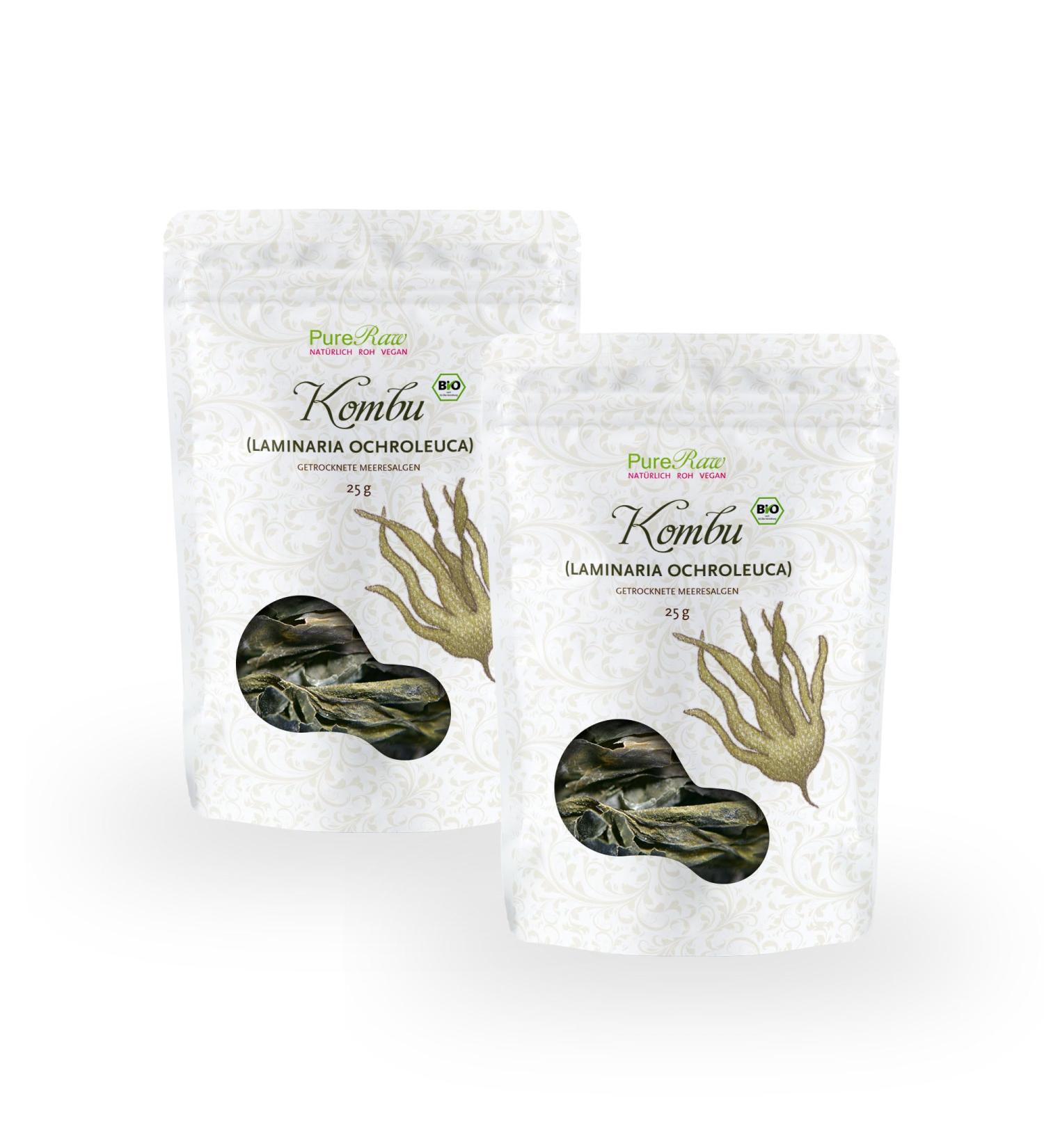 Organic Atlantic Kombu Algae Leaves - Dried Wild Kelp for Dashi Miso Soup Sushi & Algae Salad | Pureeraw 50g - Buy Online on GoSupps.com