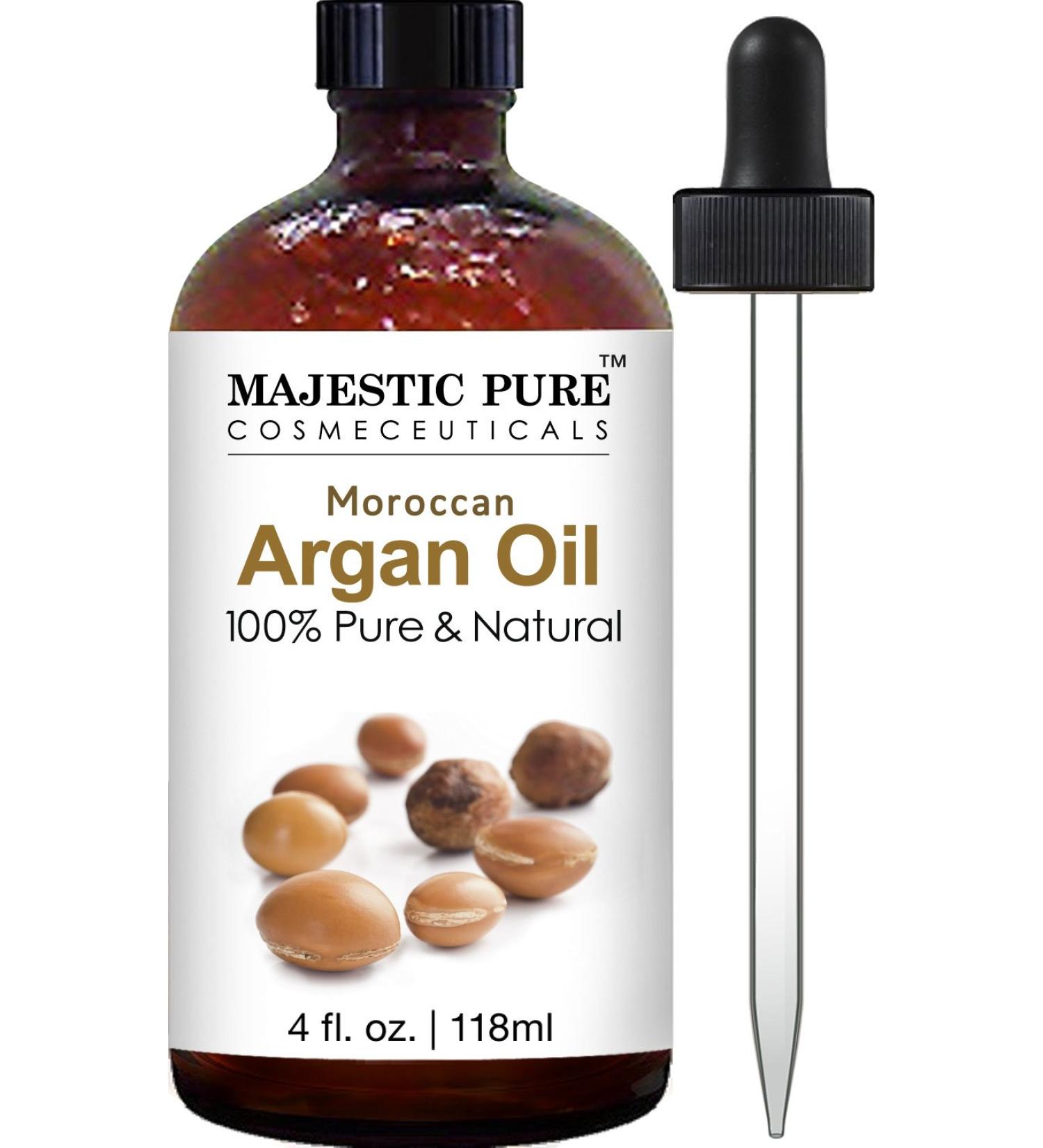 MAJESTIC PURE Moroccan Argan Oil - 100% Pure & Natural for Hair, Face, Nails, Beard & Cuticles - 4 Fl Oz - Men and Women - Buy Online on GoSupps.com