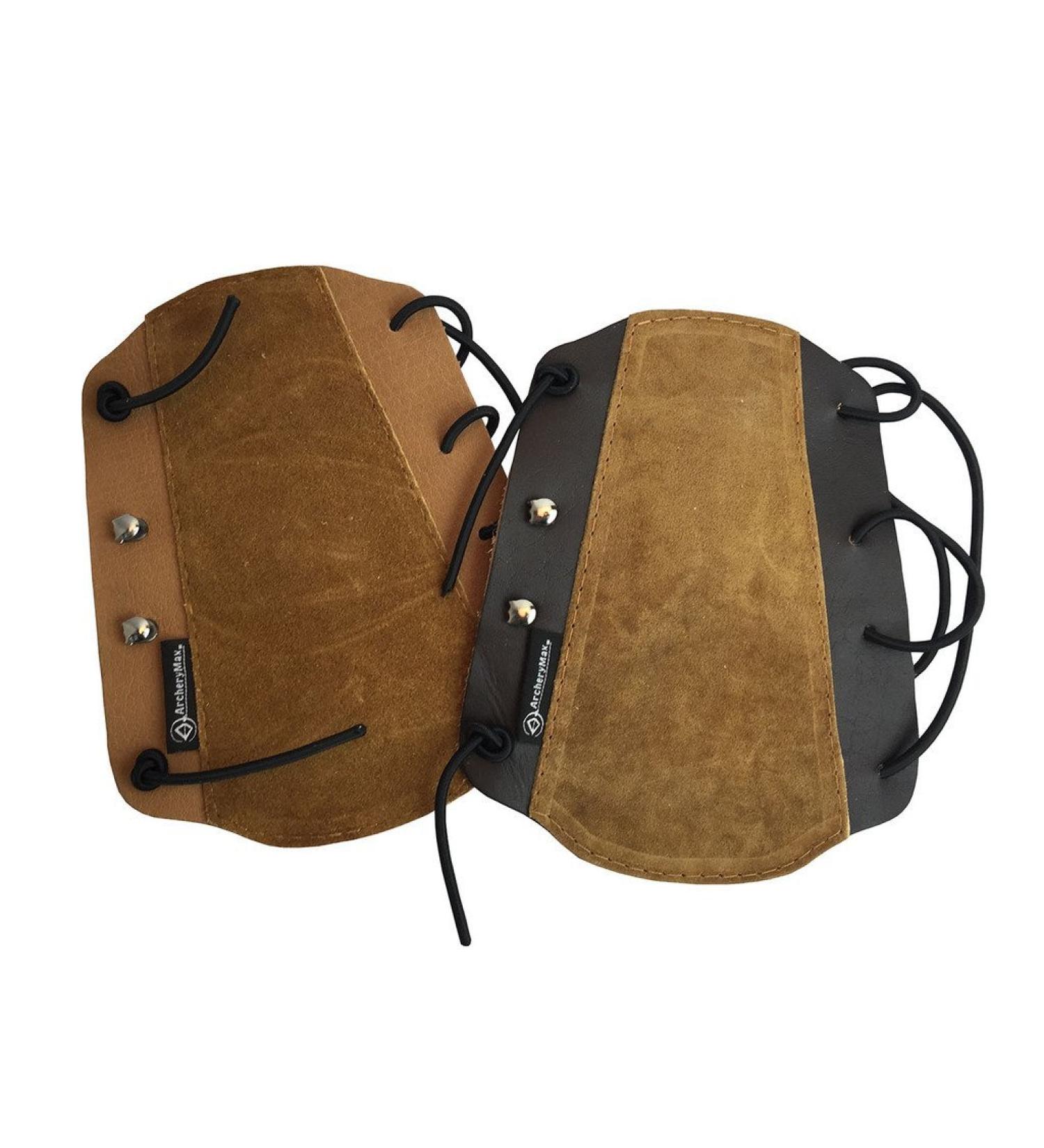 ArcheryMax Brown Non-Ventilated Leather Arm Guard Black