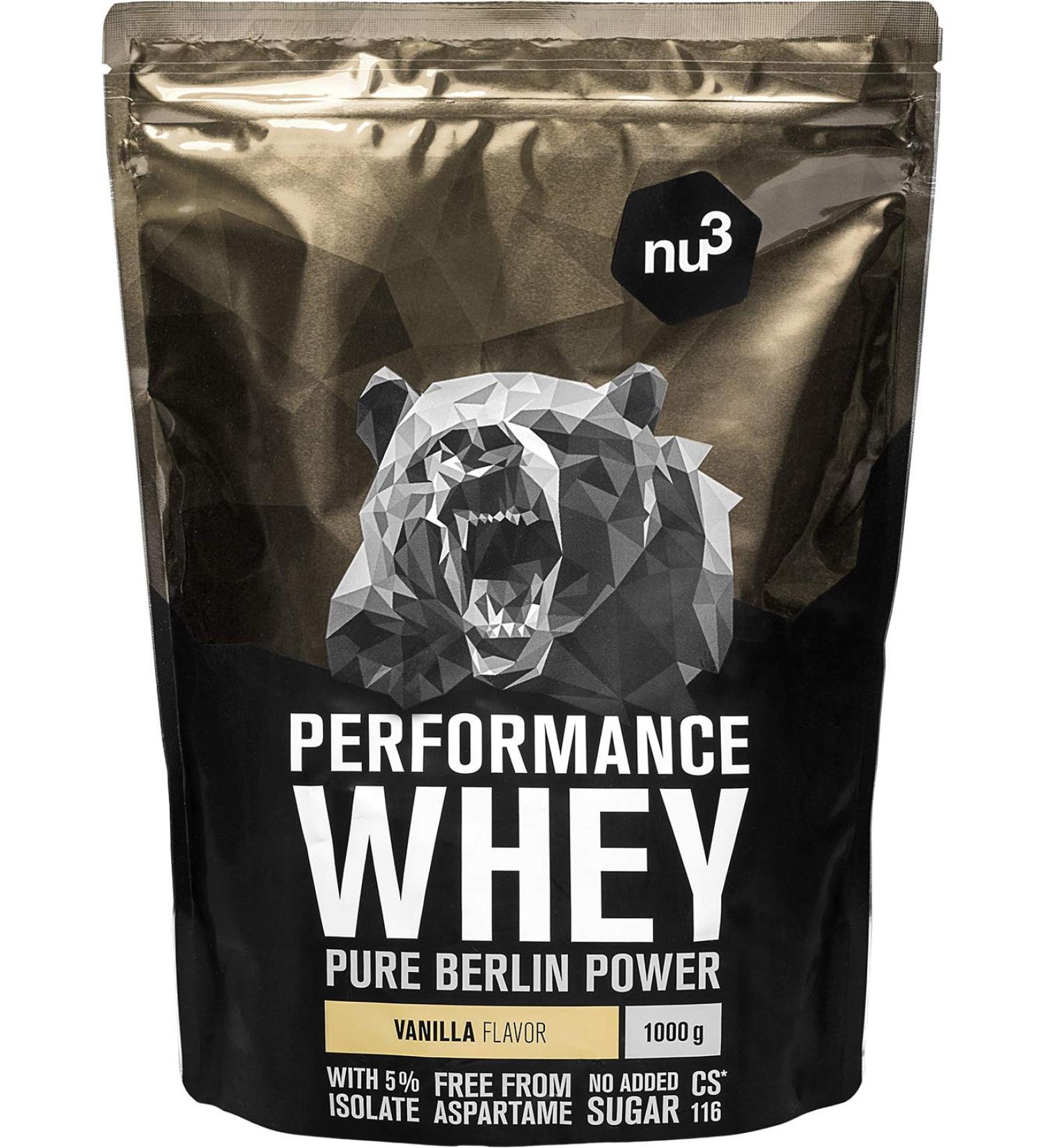 nu3 Whey Protein Performance - 1kg Vanilla - 33 Servings of Quick to Prepare Muscle Building Shake - Excellent Sport Solution and Delicious Taste - Powder Rich in Natural Protein - Buy Online on GoSupps.com